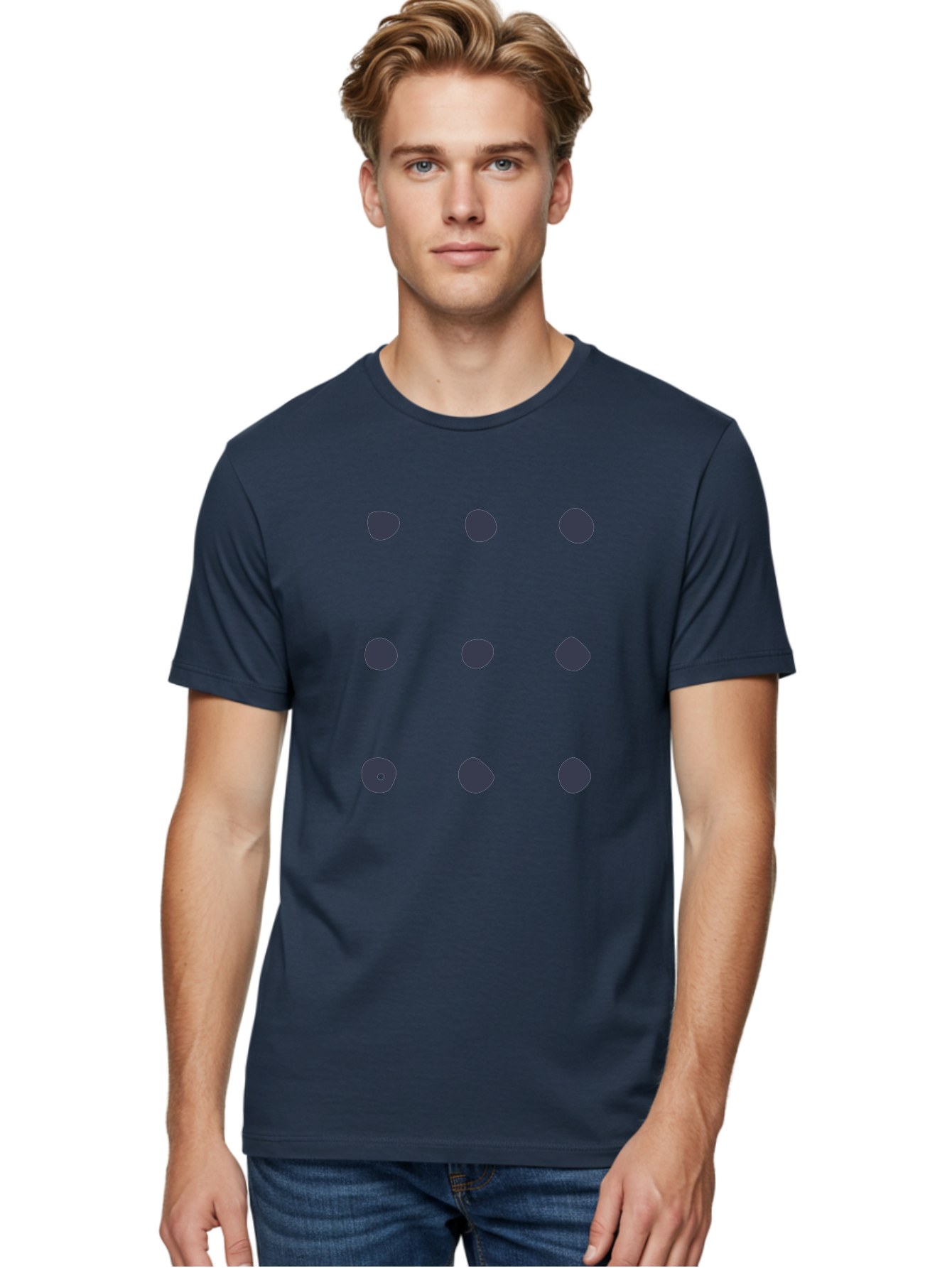 Polka-Dot-Pattern Men'S Graphic Tee, 100% Cotton, Comfortable Casual Summer Wear, Machine Washable, Polka Dot Pattern, Geometric Design, Minimalist Style, Simple Shapes, Dark Gray Dots Irregular Edges, Varied Dot Sizes, Creative Wallpaper, Aac086