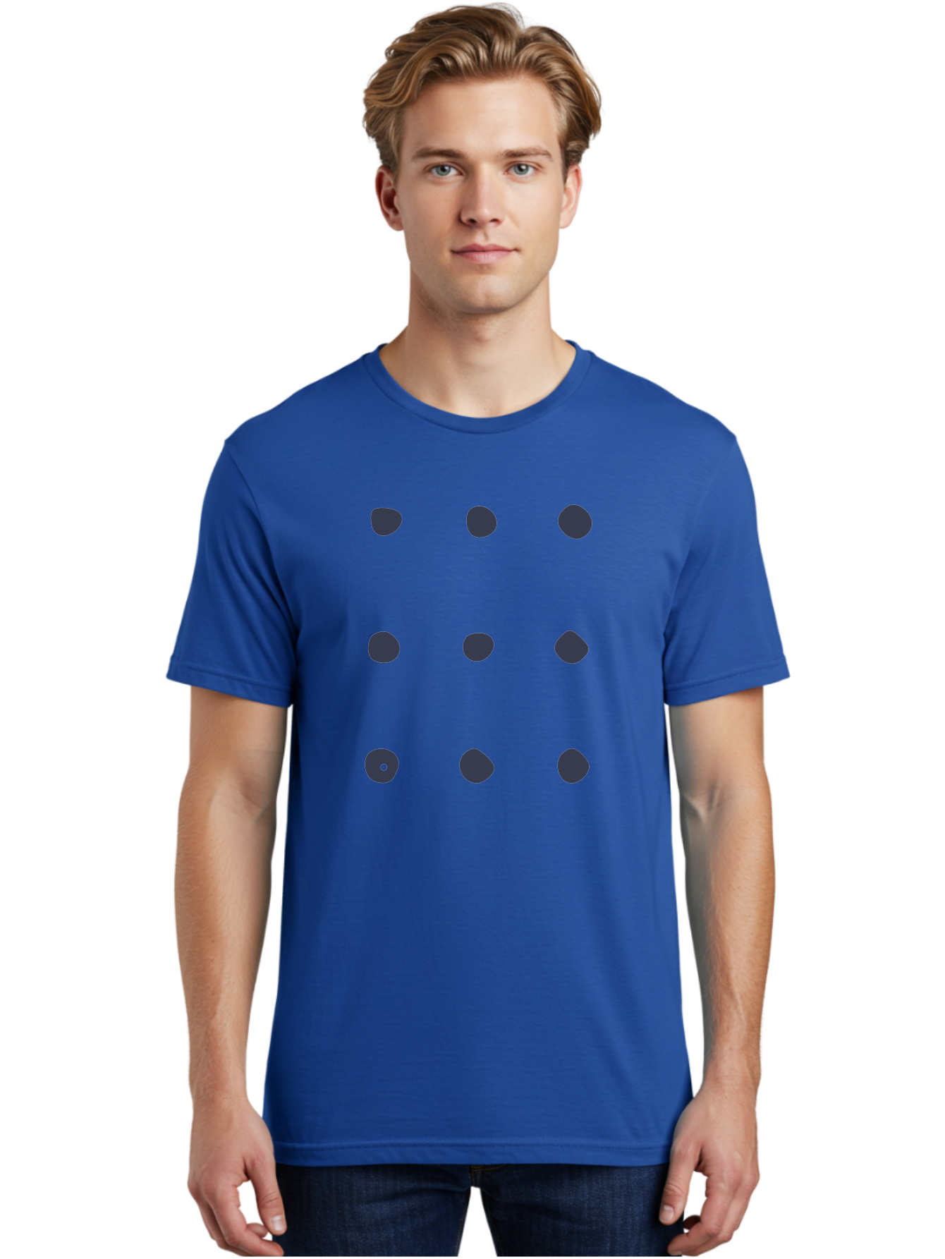 Polka-Dot-Pattern Men'S Graphic Tee, 100% Cotton, Comfortable Casual Summer Wear, Machine Washable, Polka Dot Pattern, Geometric Design, Minimalist Style, Simple Shapes, Dark Gray Dots Irregular Edges, Varied Dot Sizes, Creative Wallpaper, Aac086