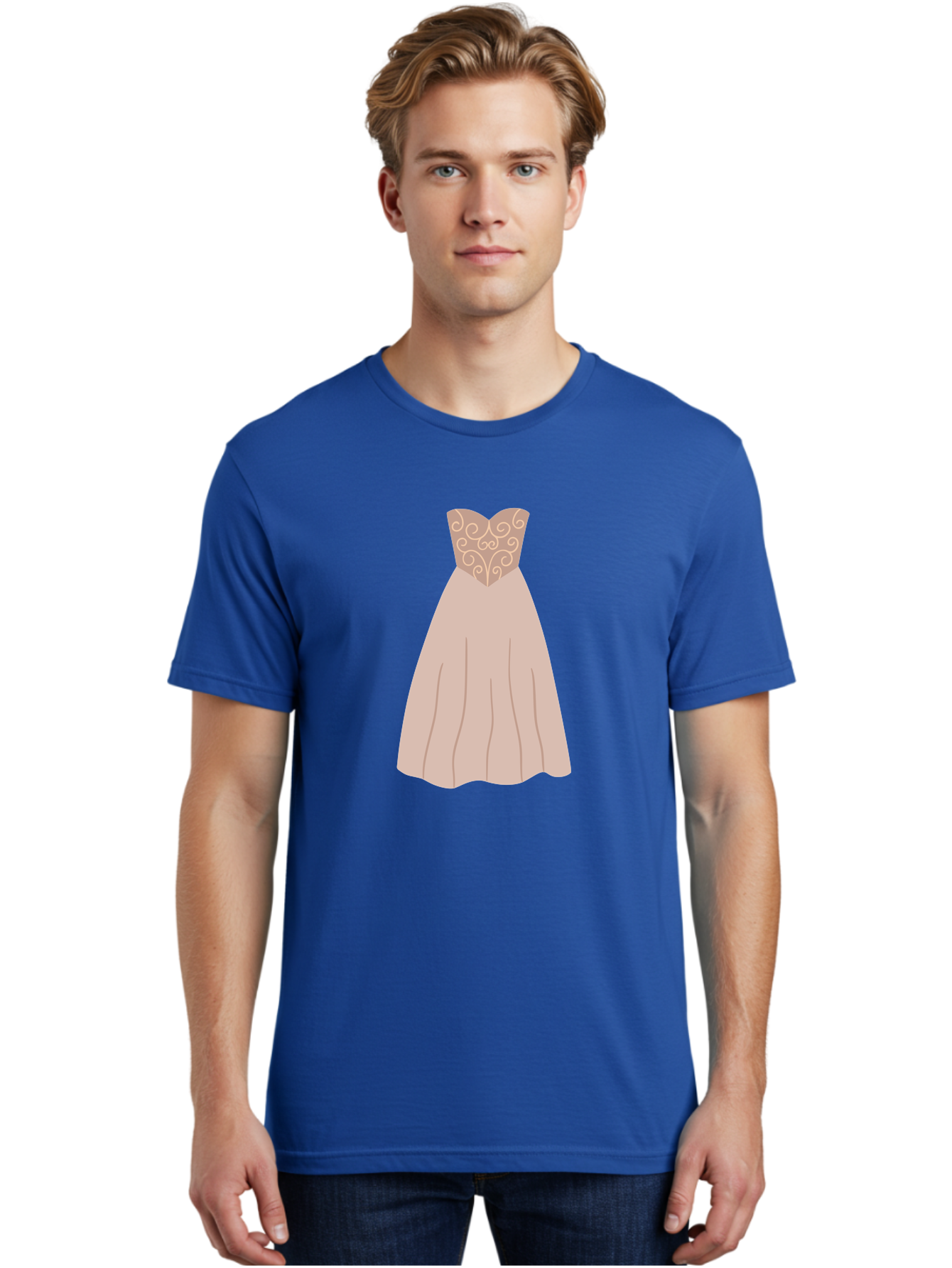 Prom-Dress Men'S Graphic Tee, 100% Cotton, Comfortable Casual Summer Wear, Machine Washable, Formal Evening Gown, Sweetheart Neckline, Strapless Dress, Flowing Skirt, Elegant Design, Beige Color, Vintage Style, Wedding Dress, Luxury Fashion, Aac087