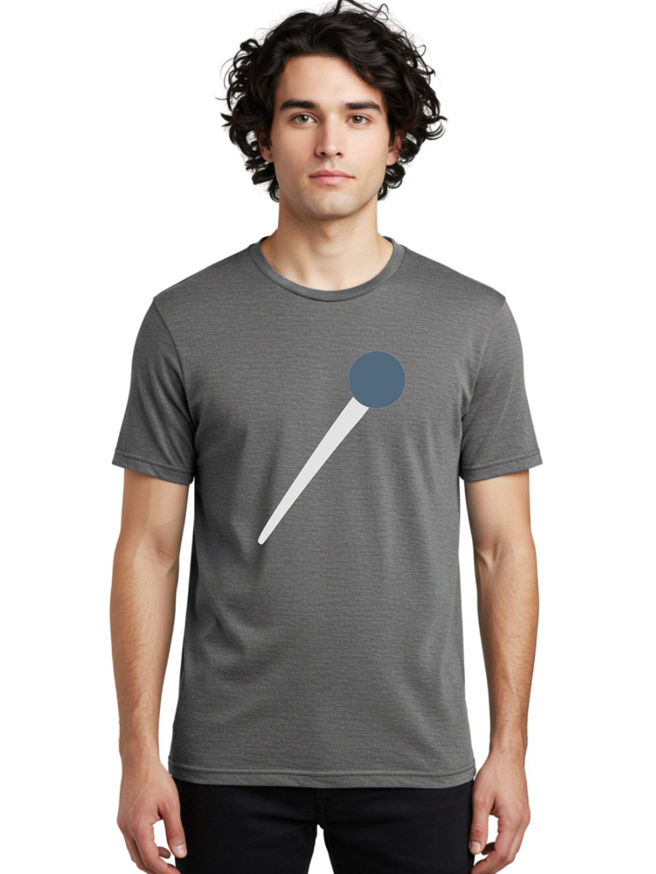 Push-Pin Men'S Graphic Tee, 100% Cotton, Comfortable Casual Summer Wear, Machine Washable, Push Pin, Office Supply, Gray Head, White Shaft, Graphic Icon, Minimalist Design, Simple Illustration Aac090