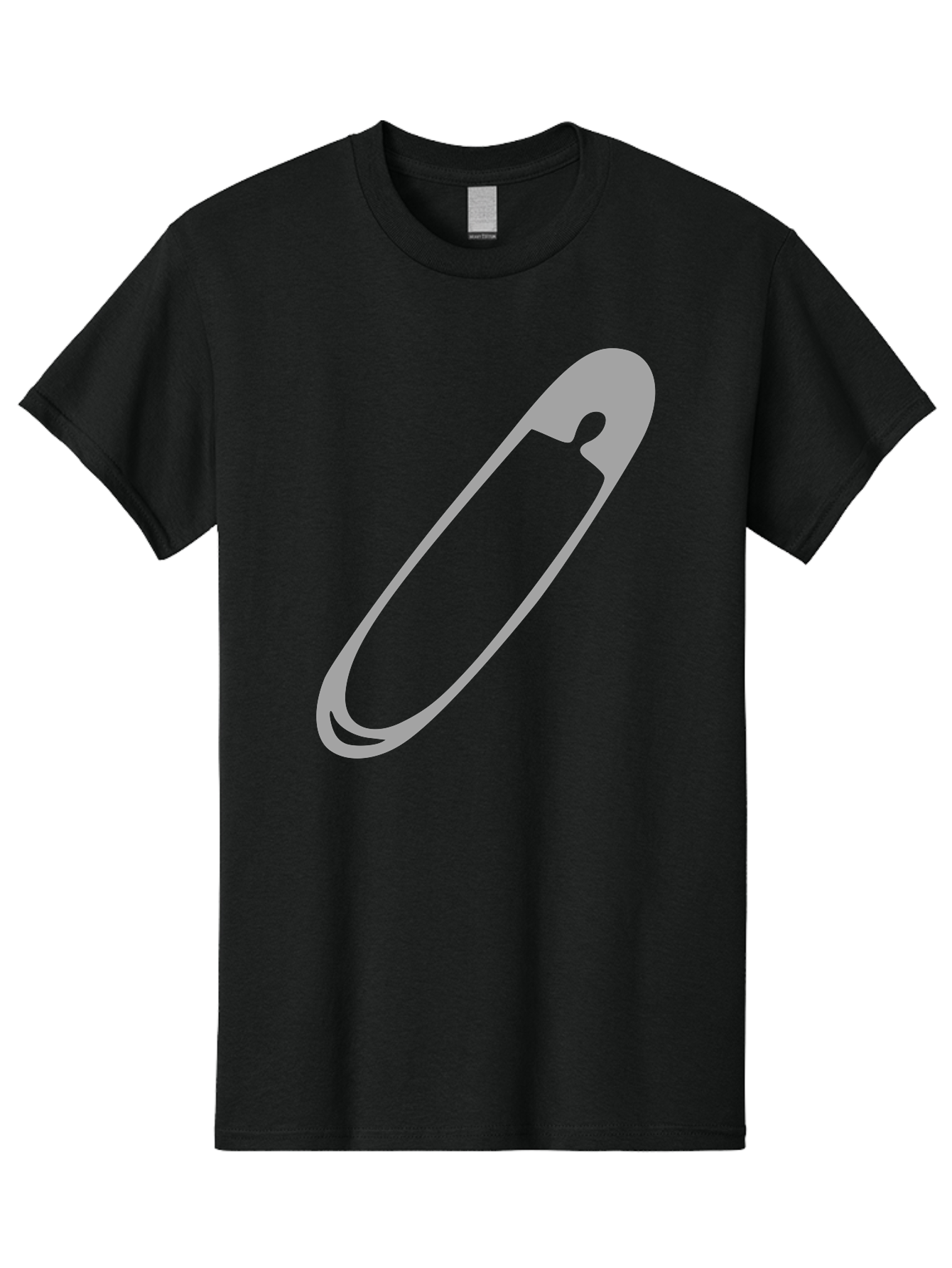 Safety-Pin-1 Men'S Graphic Tee, 100% Cotton, Comfortable Casual Summer Wear, Machine Washable, Safety Pin, Gray Metal, Simple Design, Minimalist Style, Utility Icon, Fashion Accessory, Office Supply Aac094
