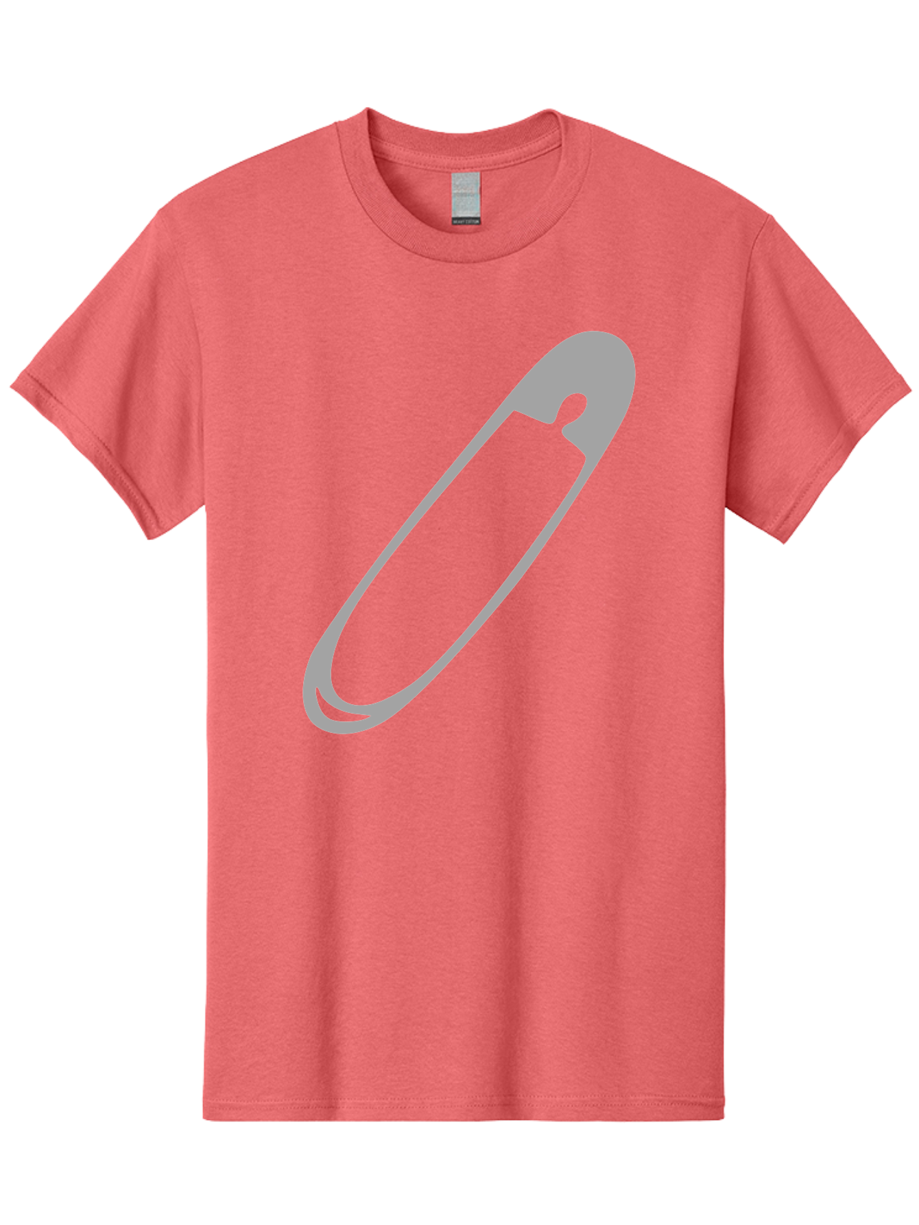 Safety-Pin-1 Men'S Graphic Tee, 100% Cotton, Comfortable Casual Summer Wear, Machine Washable, Safety Pin, Gray Metal, Simple Design, Minimalist Style, Utility Icon, Fashion Accessory, Office Supply Aac094