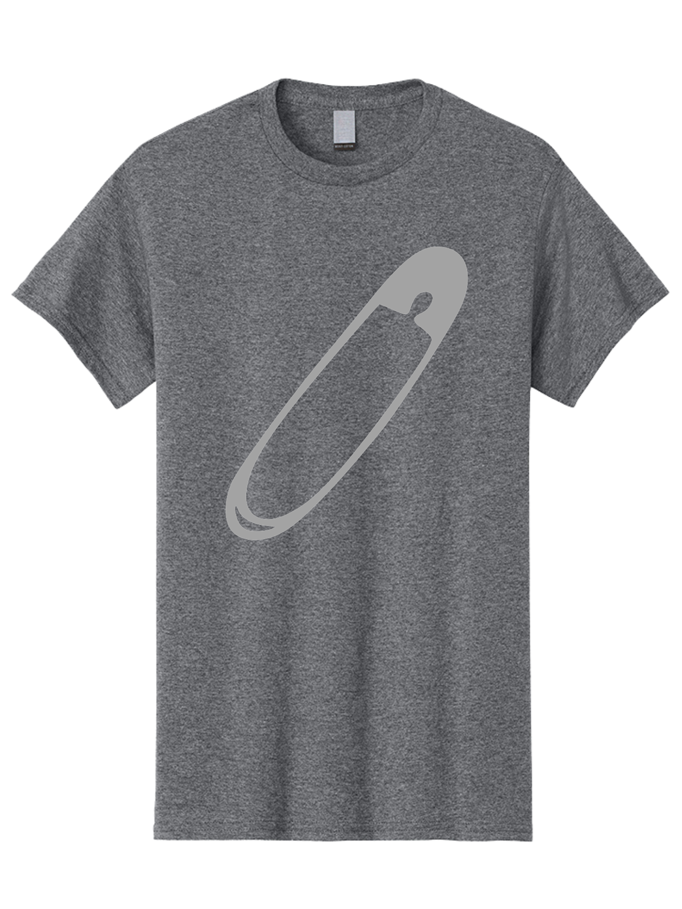 Safety-Pin-1 Men'S Graphic Tee, 100% Cotton, Comfortable Casual Summer Wear, Machine Washable, Safety Pin, Gray Metal, Simple Design, Minimalist Style, Utility Icon, Fashion Accessory, Office Supply Aac094