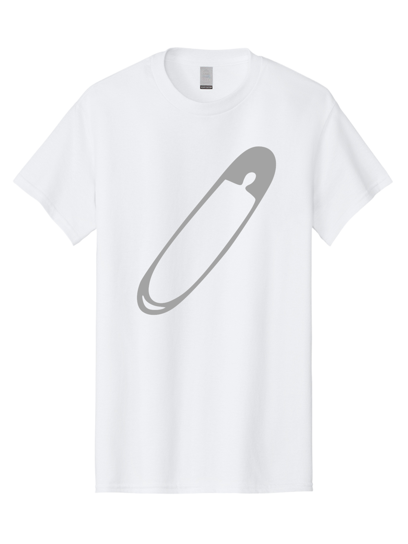 Safety-Pin-1 Men'S Graphic Tee, 100% Cotton, Comfortable Casual Summer Wear, Machine Washable, Safety Pin, Gray Metal, Simple Design, Minimalist Style, Utility Icon, Fashion Accessory, Office Supply Aac094