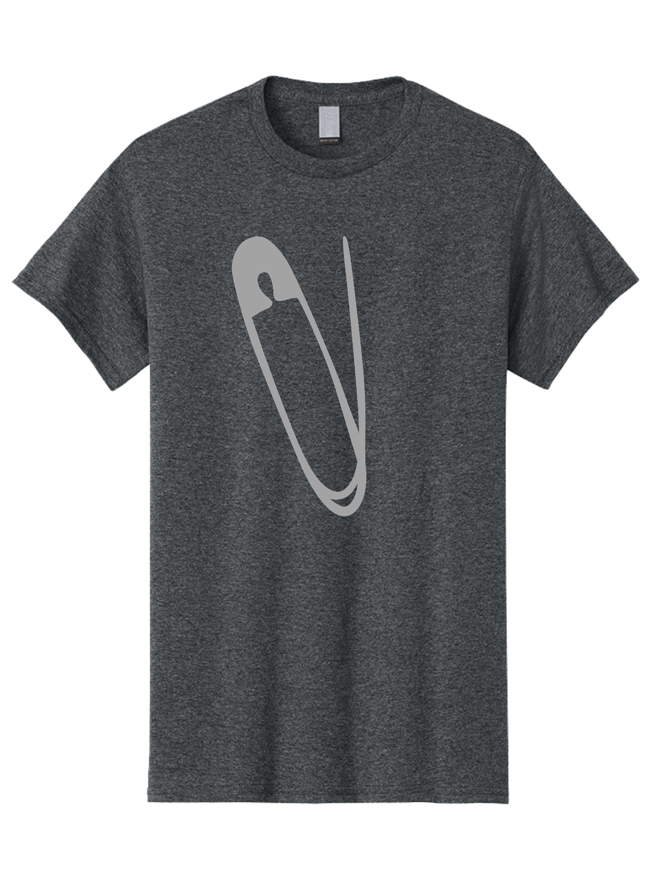 Safety-Pin Men'S Graphic Tee, 100% Cotton, Comfortable Casual Summer Wear, Machine Washable, Safety Pin, Gray Safety Pin, Pin Icon, Gray Icon, Simple Design, Minimalist Graphic, Safety Pin Illustration Aac095