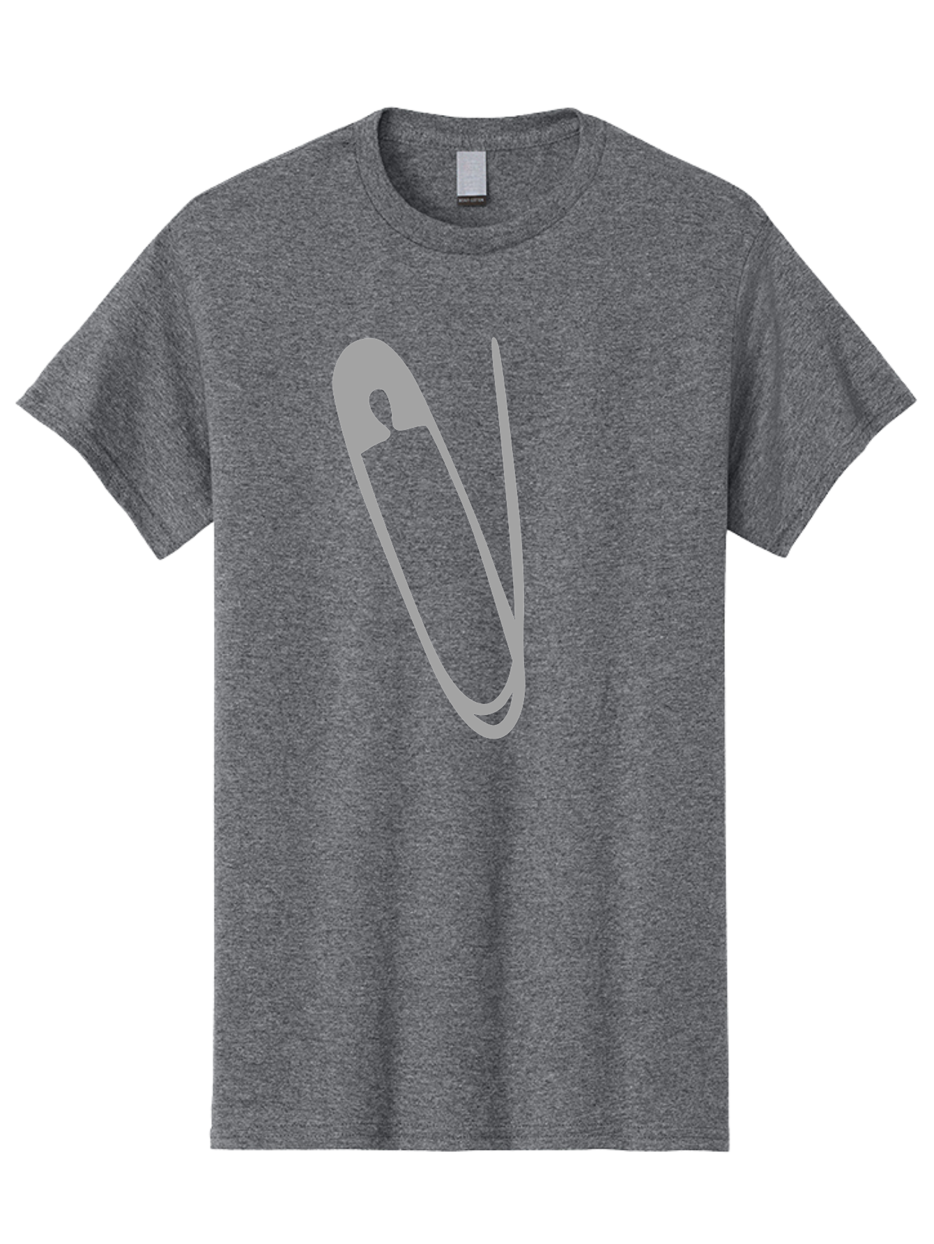 Safety-Pin Men'S Graphic Tee, 100% Cotton, Comfortable Casual Summer Wear, Machine Washable, Safety Pin, Gray Safety Pin, Pin Icon, Gray Icon, Simple Design, Minimalist Graphic, Safety Pin Illustration Aac095
