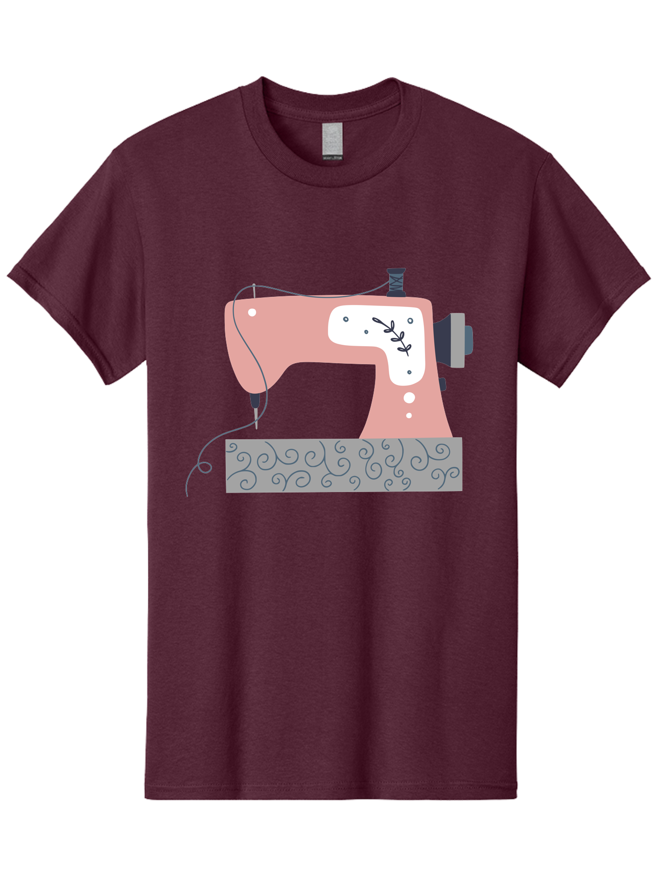 Sewing-Machine-6 Men'S Graphic Tee, 100% Cotton, Comfortable Casual Summer Wear, Machine Washable, Sewing Machine, Pink And White Machine, Thread And Fabric, Sewing Hobby, Crafting, Needlework, Handmade, Tailoring Aac105