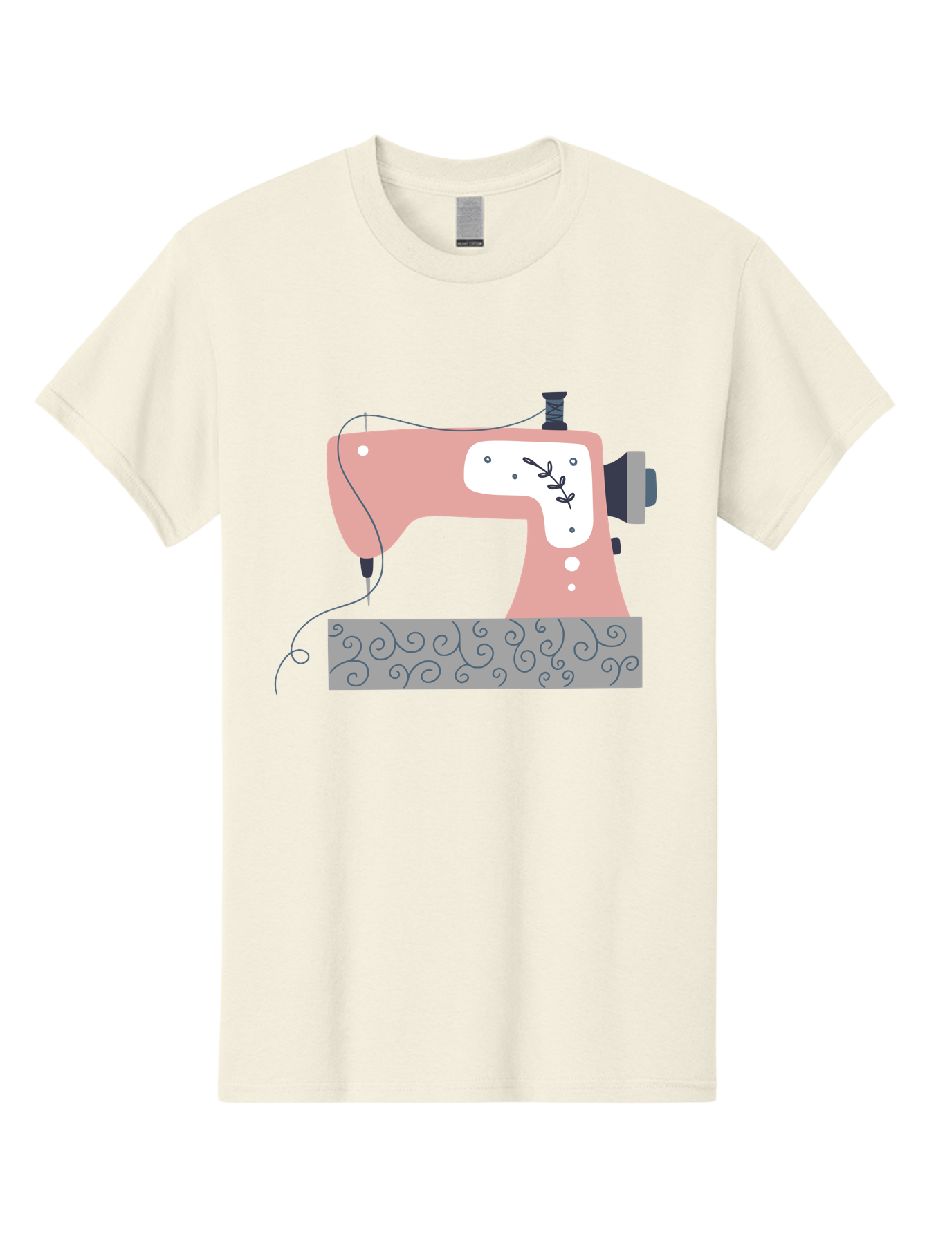 Sewing-Machine-6 Men'S Graphic Tee, 100% Cotton, Comfortable Casual Summer Wear, Machine Washable, Sewing Machine, Pink And White Machine, Thread And Fabric, Sewing Hobby, Crafting, Needlework, Handmade, Tailoring Aac105