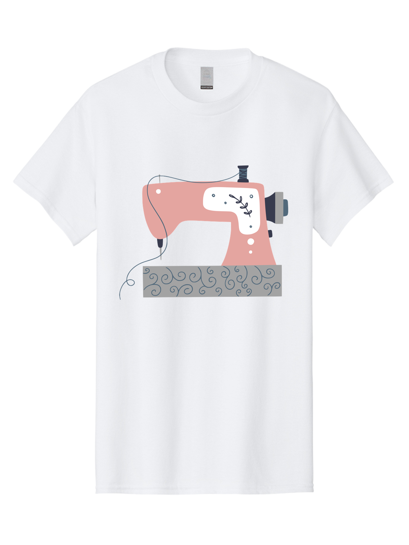 Sewing-Machine-6 Men'S Graphic Tee, 100% Cotton, Comfortable Casual Summer Wear, Machine Washable, Sewing Machine, Pink And White Machine, Thread And Fabric, Sewing Hobby, Crafting, Needlework, Handmade, Tailoring Aac105