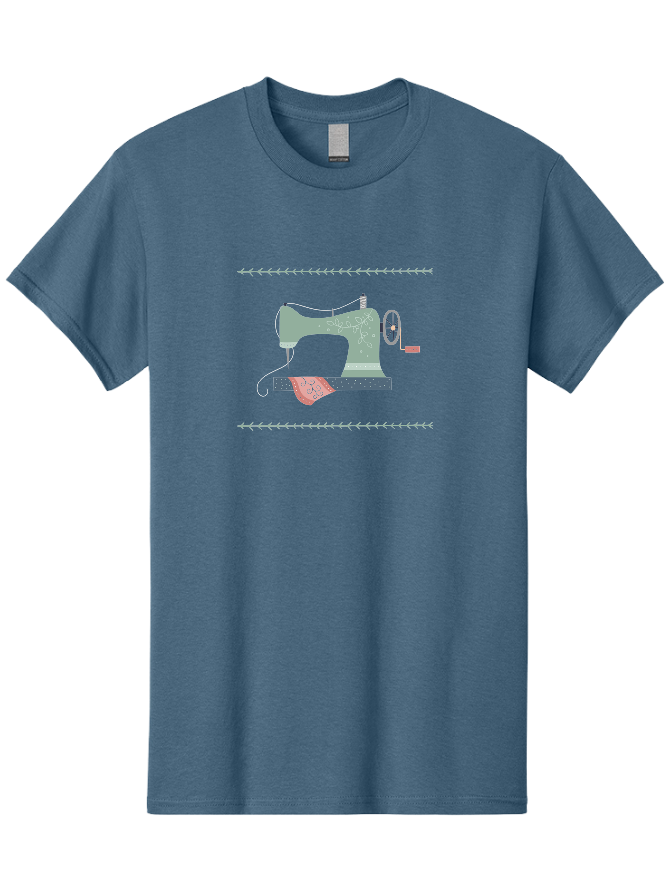 Sewing-Machine Men'S Graphic Tee, 100% Cotton, Comfortable Casual Summer Wear, Machine Washable, Vintage Sewing Machine, Floral Patterns, Red Fabric, White Designs, Antique Style, Sewing Accessories, Decorative Elements, Nostalgic Charm, Aac106