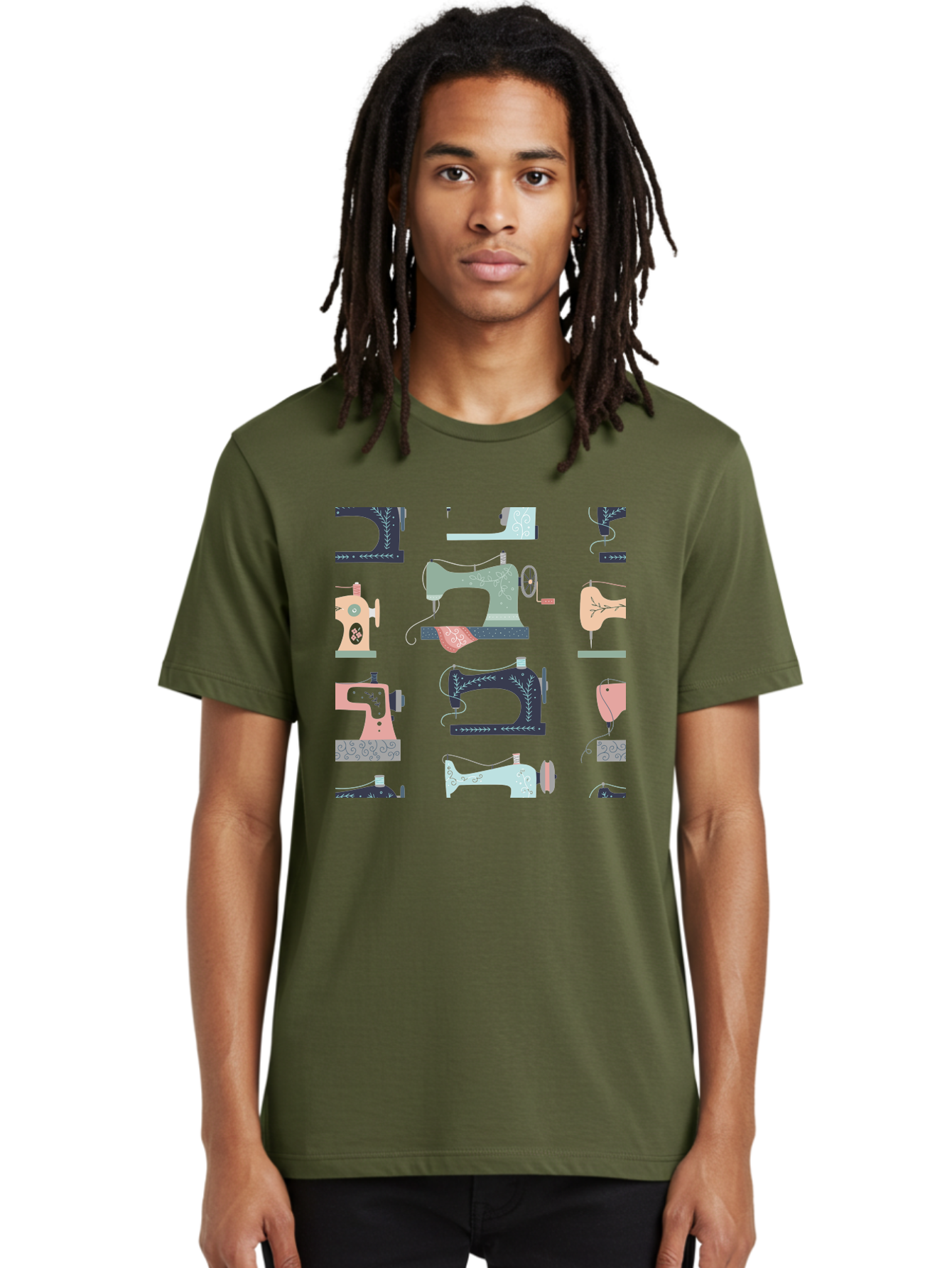 Sewing-Machines Men'S Graphic Tee, 100% Cotton, Comfortable Casual Summer Wear, Machine Washable, Sewing Machines, Vintage Style, Pastel Colors, Floral Patterns, Fashion Design, Handmade, Crafting, Tailor, Sewing Supplies, Thread, Needle Aac107