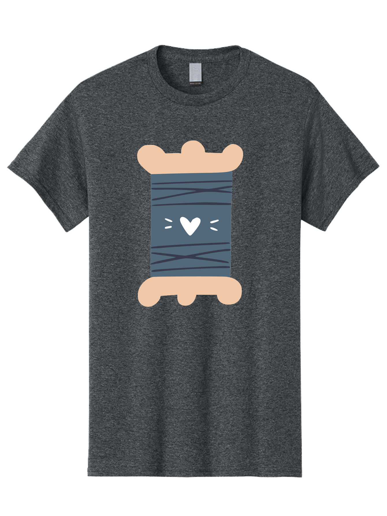 Spool-Of-Thread-2 Men'S Graphic Tee, 100% Cotton, Comfortable Casual Summer Wear, Machine Washable, Spool Of Thread, Sewing Supplies, Crafting Materials, Dark Blue Thread, Heart Symbol, Cute Design, Embroidery Thread, Sewing Kit Aac115