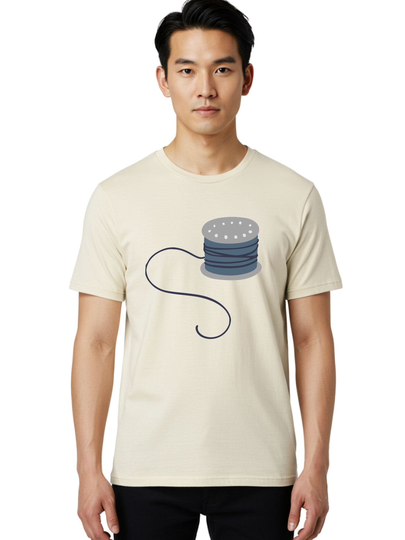 Spool-Of-Thread-3 Men'S Graphic Tee, 100% Cotton, Comfortable Casual Summer Wear, Machine Washable, Spool Of Thread, Sewing Supplies, Crafting Tools, Needlework Accessories, Embroidery Materials, Textile Crafting Aac116