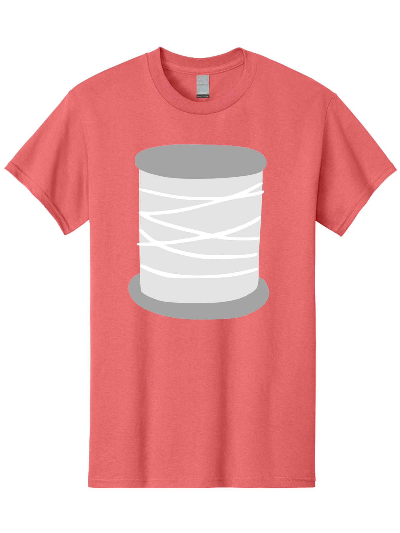 Spool-Of-Thread Men'S Graphic Tee, 100% Cotton, Comfortable Casual Summer Wear, Machine Washable, Spool Of Thread, Sewing Supplies, Crafting Essentials, White Thread, Gray Spool, Minimalist Design, Textile Crafting Aac117