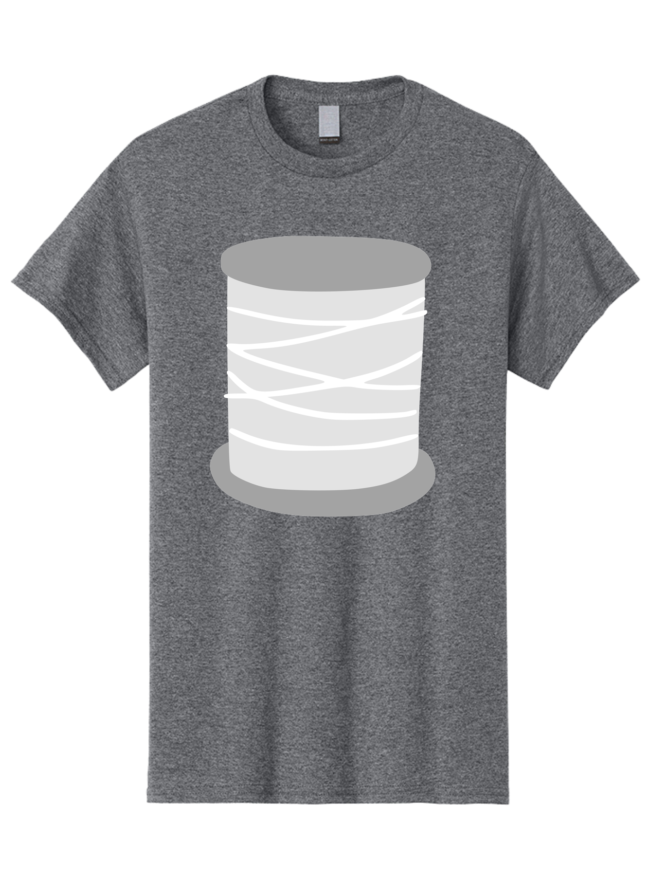 Spool-Of-Thread Men'S Graphic Tee, 100% Cotton, Comfortable Casual Summer Wear, Machine Washable, Spool Of Thread, Sewing Supplies, Crafting Essentials, White Thread, Gray Spool, Minimalist Design, Textile Crafting Aac117