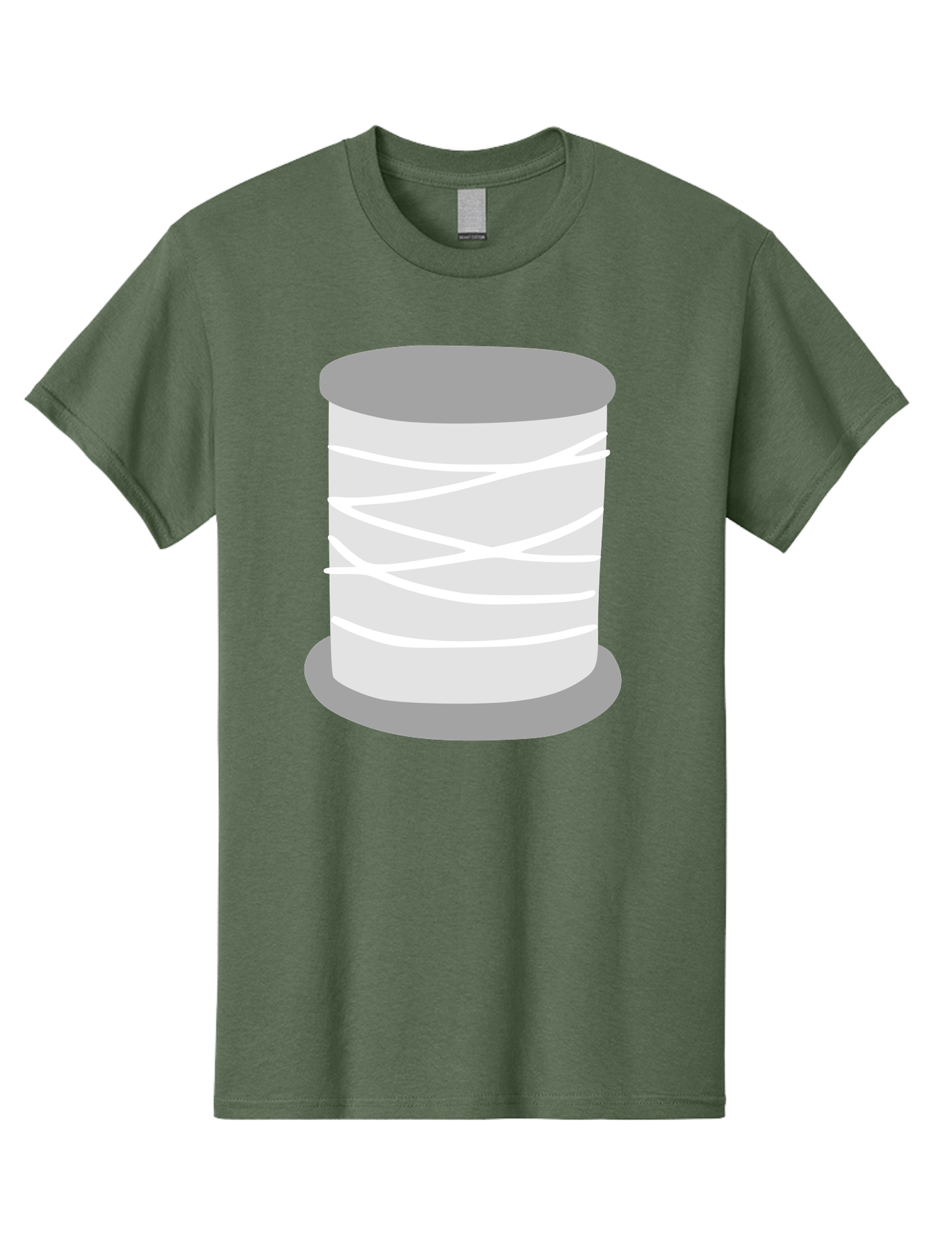 Spool-Of-Thread Men'S Graphic Tee, 100% Cotton, Comfortable Casual Summer Wear, Machine Washable, Spool Of Thread, Sewing Supplies, Crafting Essentials, White Thread, Gray Spool, Minimalist Design, Textile Crafting Aac117