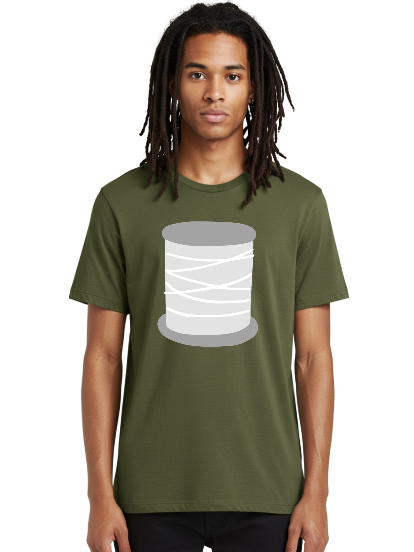 Spool-Of-Thread Men'S Graphic Tee, 100% Cotton, Comfortable Casual Summer Wear, Machine Washable, Spool Of Thread, Sewing Supplies, Crafting Essentials, White Thread, Gray Spool, Minimalist Design, Textile Crafting Aac117