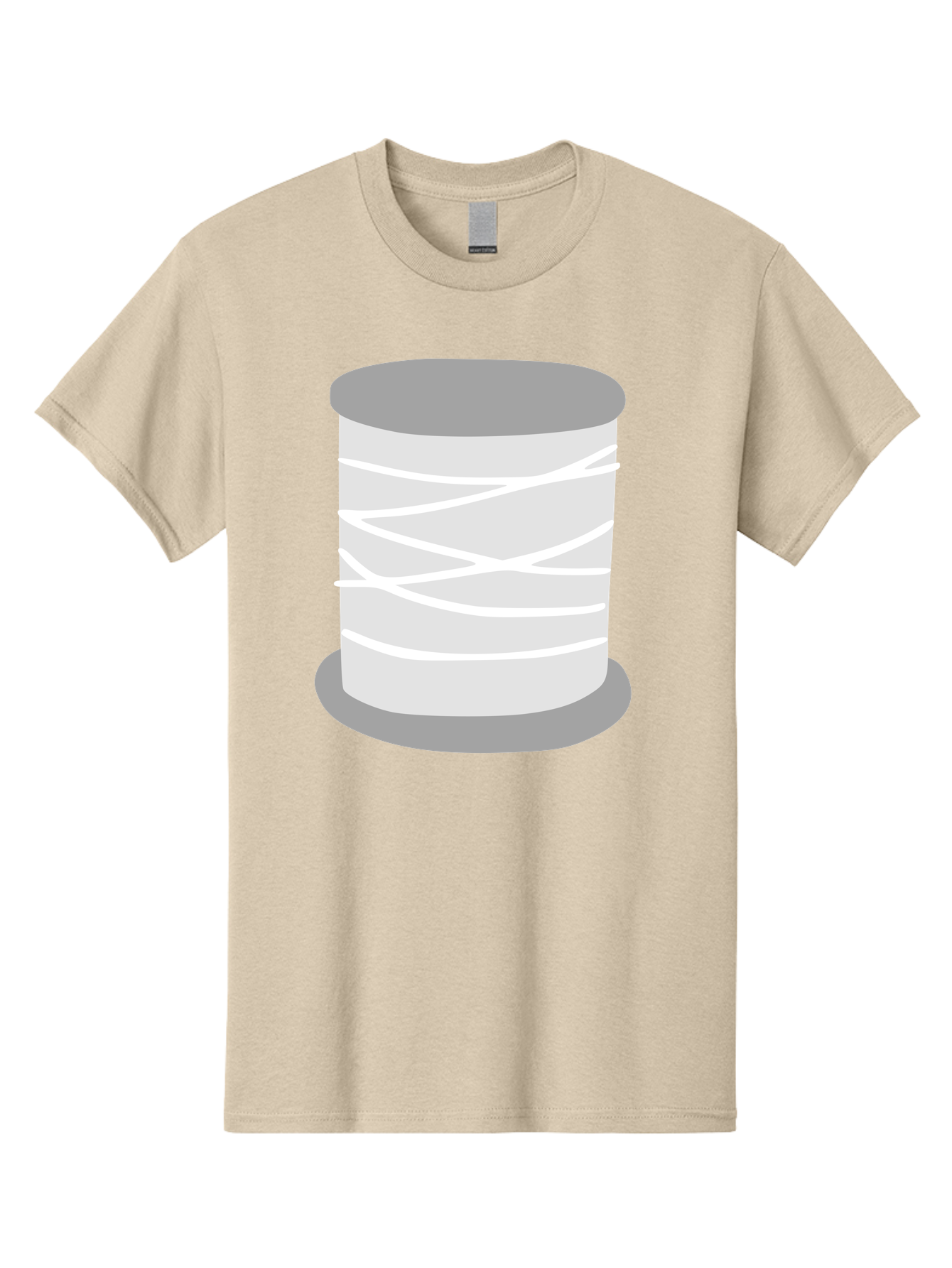 Spool-Of-Thread Men'S Graphic Tee, 100% Cotton, Comfortable Casual Summer Wear, Machine Washable, Spool Of Thread, Sewing Supplies, Crafting Essentials, White Thread, Gray Spool, Minimalist Design, Textile Crafting Aac117