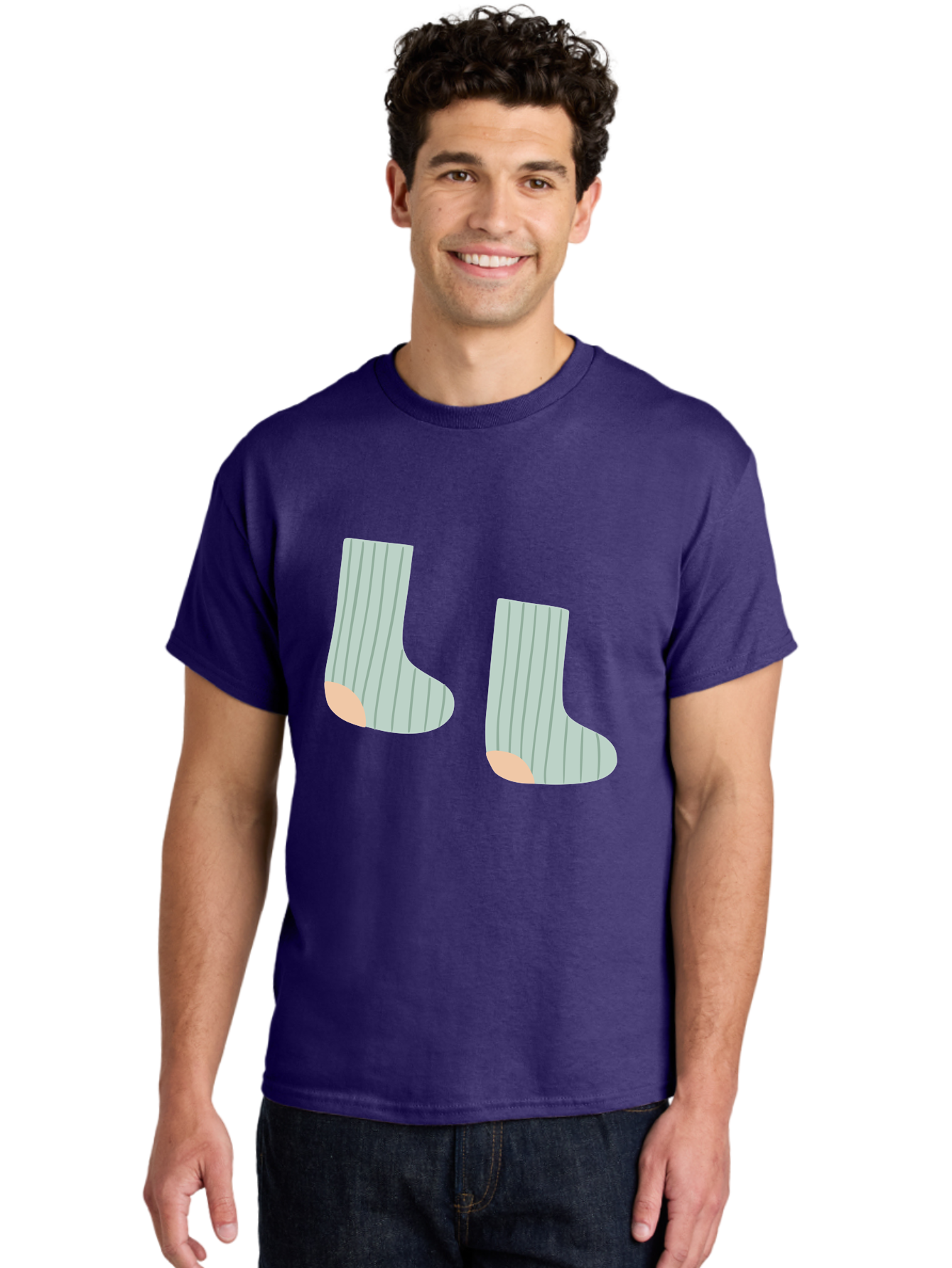 Striped-Socks Men'S Graphic Tee, 100% Cotton, Comfortable Casual Summer Wear, Machine Washable, Striped Socks, Matching Socks, Casual Footwear, Comfortable Clothing, Fashion Accessories, Clothing Details Aac119