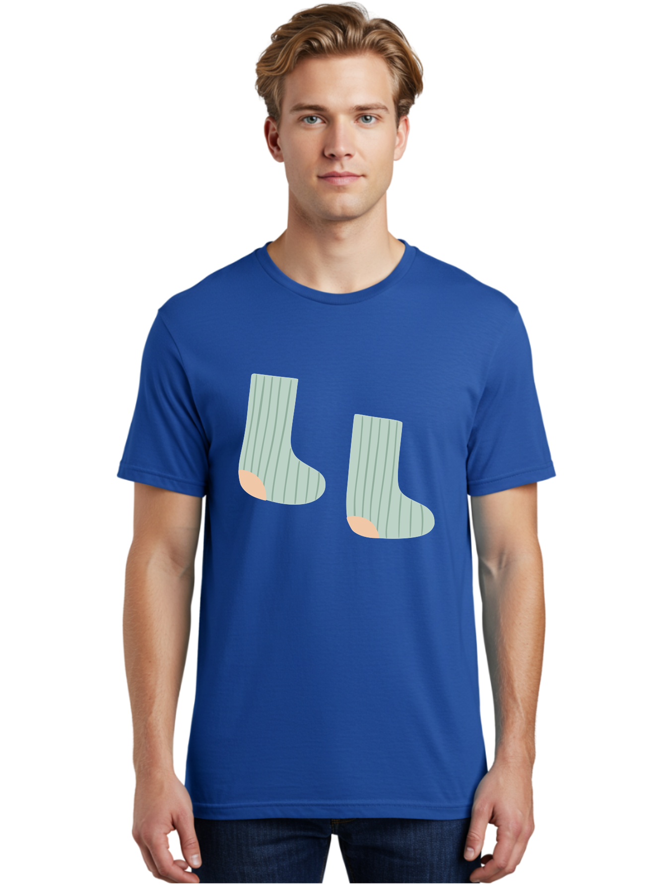 Striped-Socks Men'S Graphic Tee, 100% Cotton, Comfortable Casual Summer Wear, Machine Washable, Striped Socks, Matching Socks, Casual Footwear, Comfortable Clothing, Fashion Accessories, Clothing Details Aac119