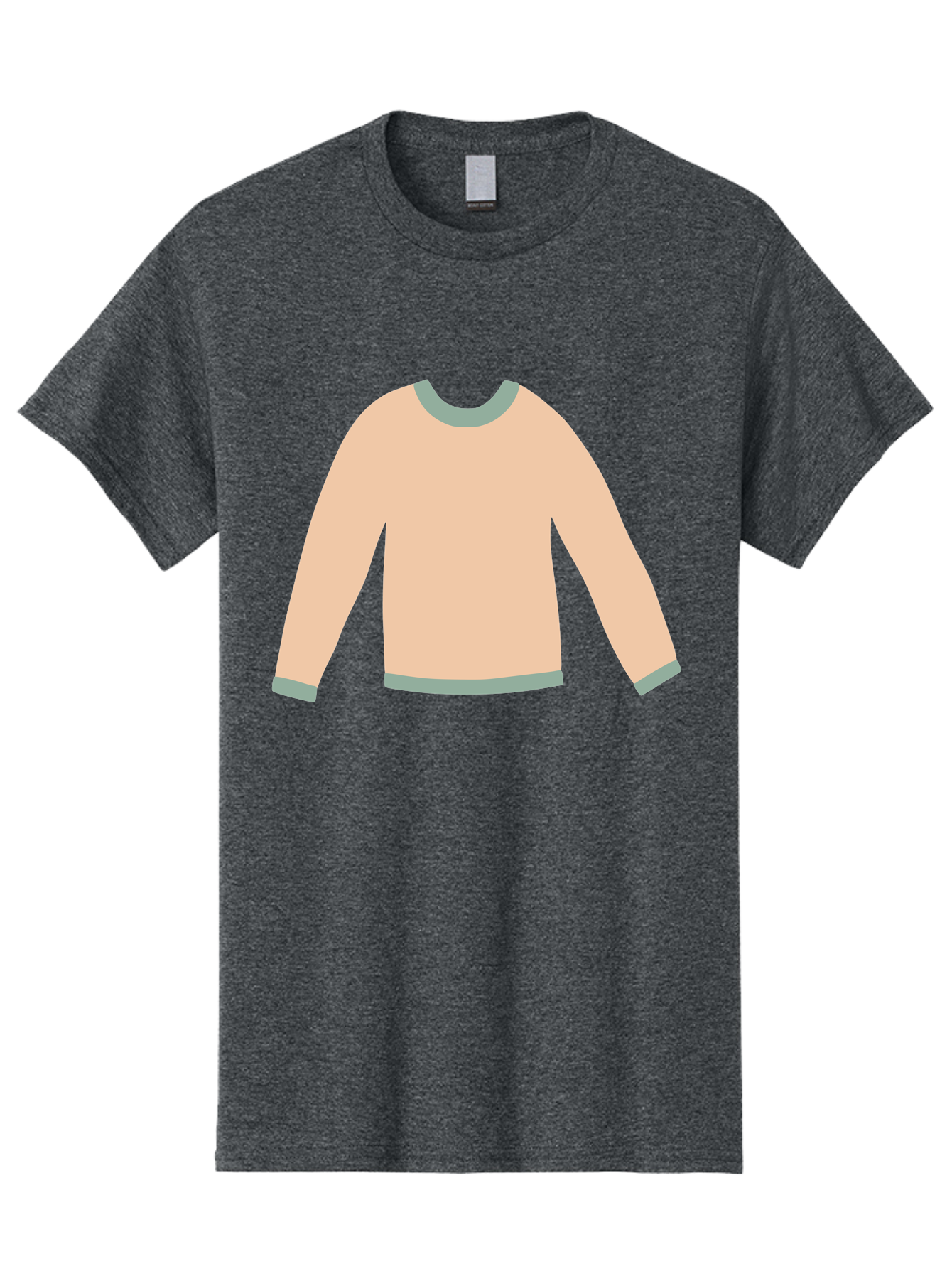 Sweater Men'S Graphic Tee, 100% Cotton, Comfortable Casual Summer Wear, Machine Washable, Peach-Colored Sweater, Long-Sleeved Shirt, Casual Wear, Comfortable Clothing, Soft Peach, Gray Trim, Simple Design, Minimalist Fashion Aac120