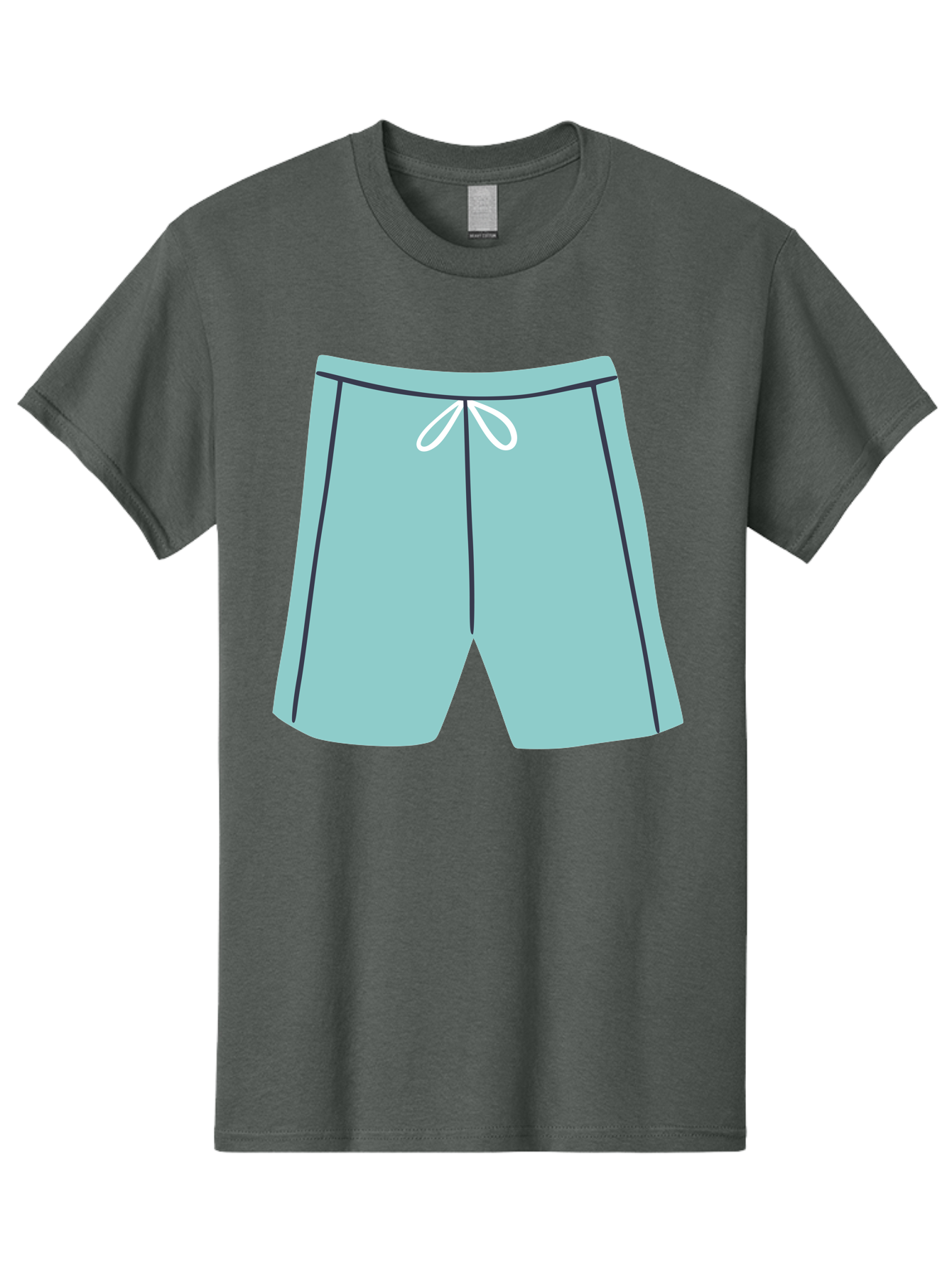 Teal-Shorts Men'S Graphic Tee, 100% Cotton, Comfortable Casual Summer Wear, Machine Washable, Teal Shorts, Drawstring Waist, Black Stripes, Athletic Wear, Casual Fashion, Comfortable Clothing, Relaxed Fit, Summer Style Aac123