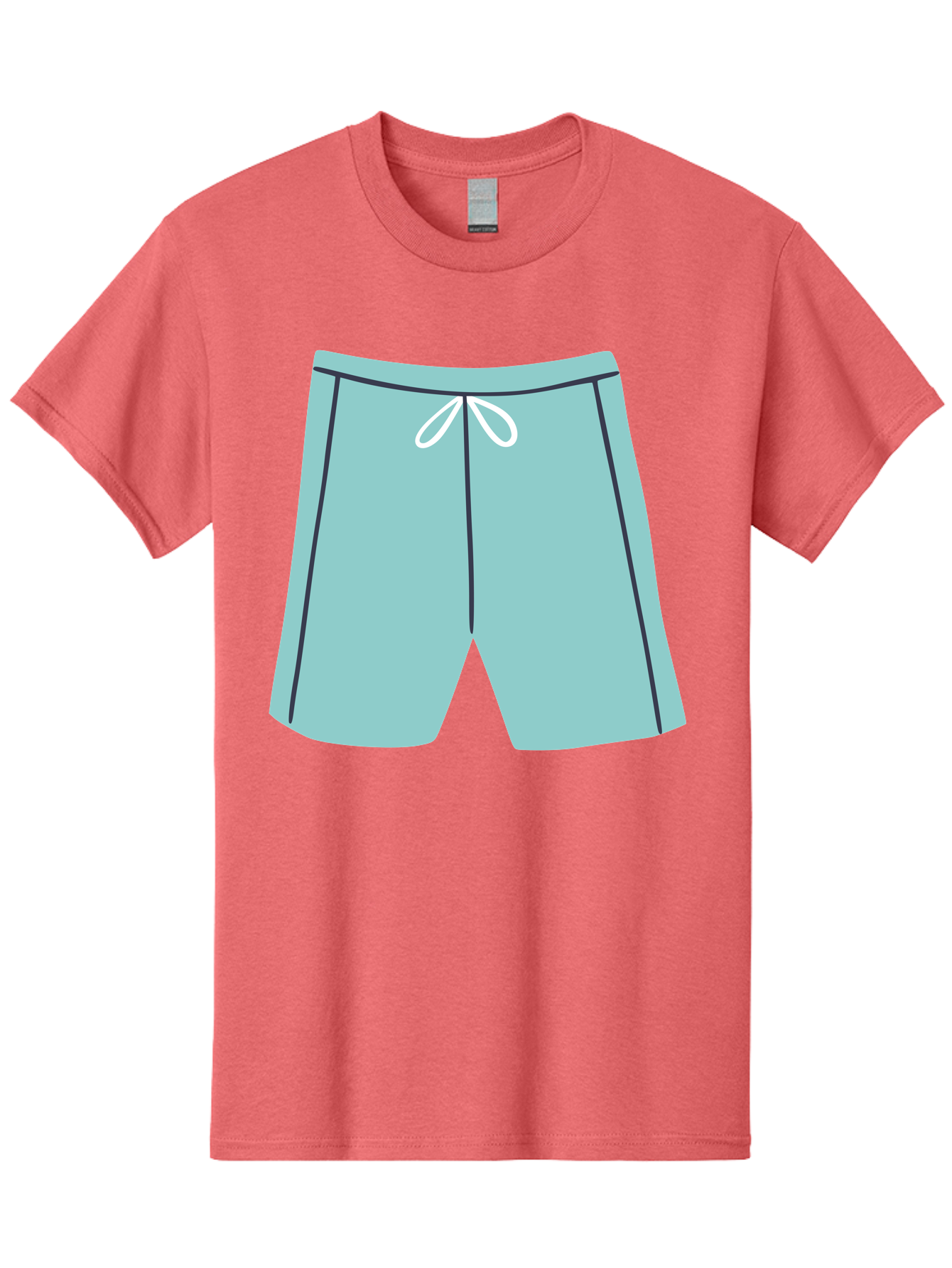 Teal-Shorts Men'S Graphic Tee, 100% Cotton, Comfortable Casual Summer Wear, Machine Washable, Teal Shorts, Drawstring Waist, Black Stripes, Athletic Wear, Casual Fashion, Comfortable Clothing, Relaxed Fit, Summer Style Aac123