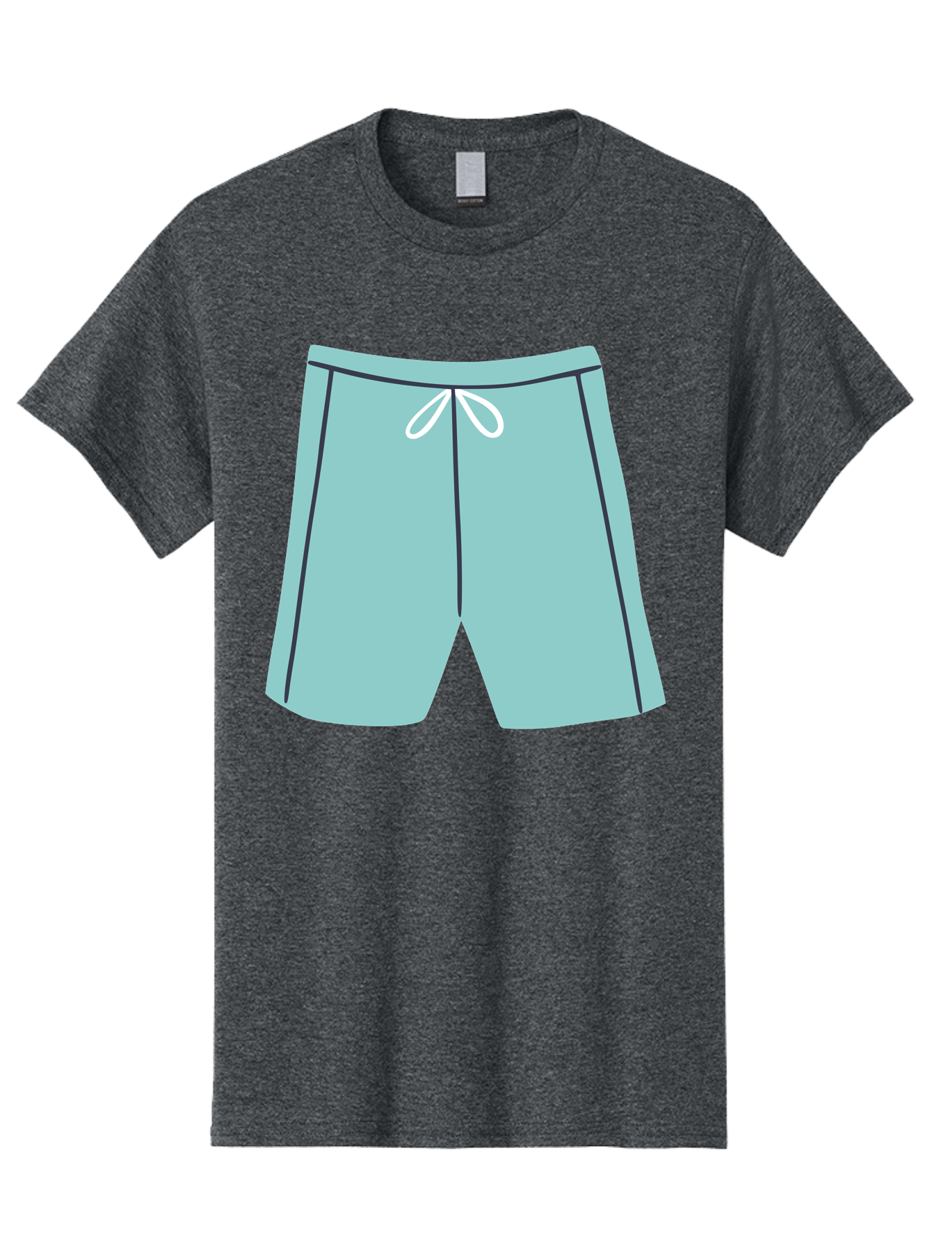 Teal-Shorts Men'S Graphic Tee, 100% Cotton, Comfortable Casual Summer Wear, Machine Washable, Teal Shorts, Drawstring Waist, Black Stripes, Athletic Wear, Casual Fashion, Comfortable Clothing, Relaxed Fit, Summer Style Aac123