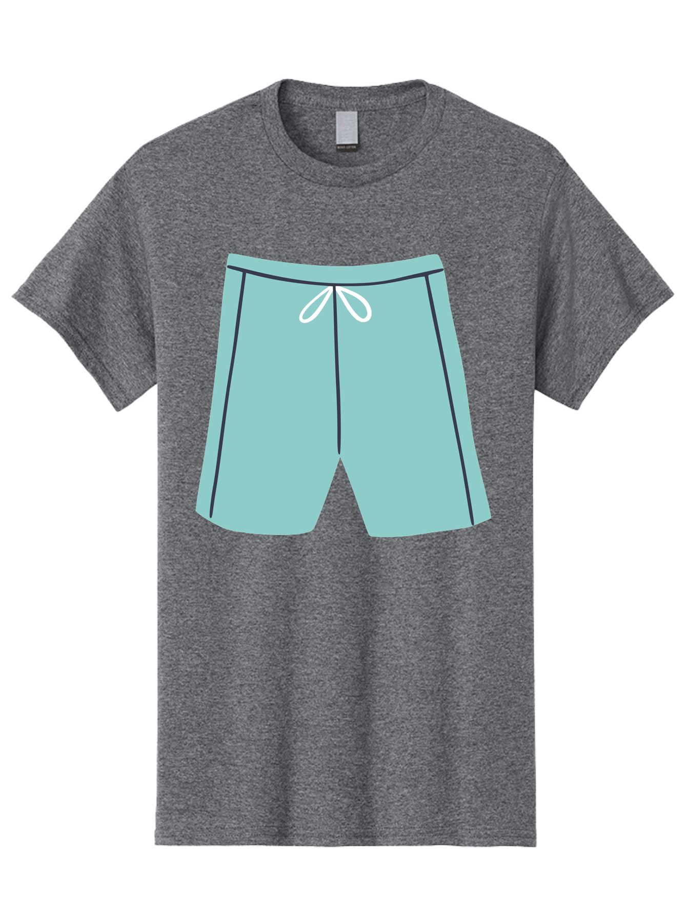 Teal-Shorts Men'S Graphic Tee, 100% Cotton, Comfortable Casual Summer Wear, Machine Washable, Teal Shorts, Drawstring Waist, Black Stripes, Athletic Wear, Casual Fashion, Comfortable Clothing, Relaxed Fit, Summer Style Aac123