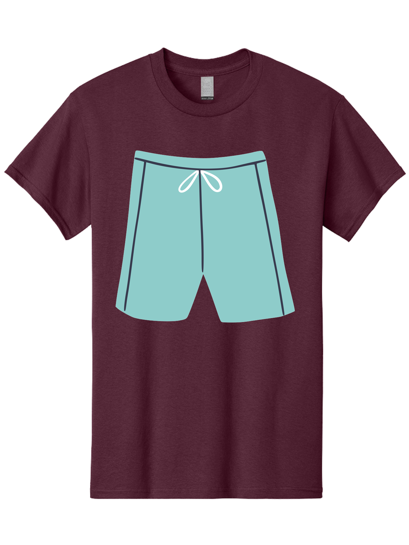 Teal-Shorts Men'S Graphic Tee, 100% Cotton, Comfortable Casual Summer Wear, Machine Washable, Teal Shorts, Drawstring Waist, Black Stripes, Athletic Wear, Casual Fashion, Comfortable Clothing, Relaxed Fit, Summer Style Aac123