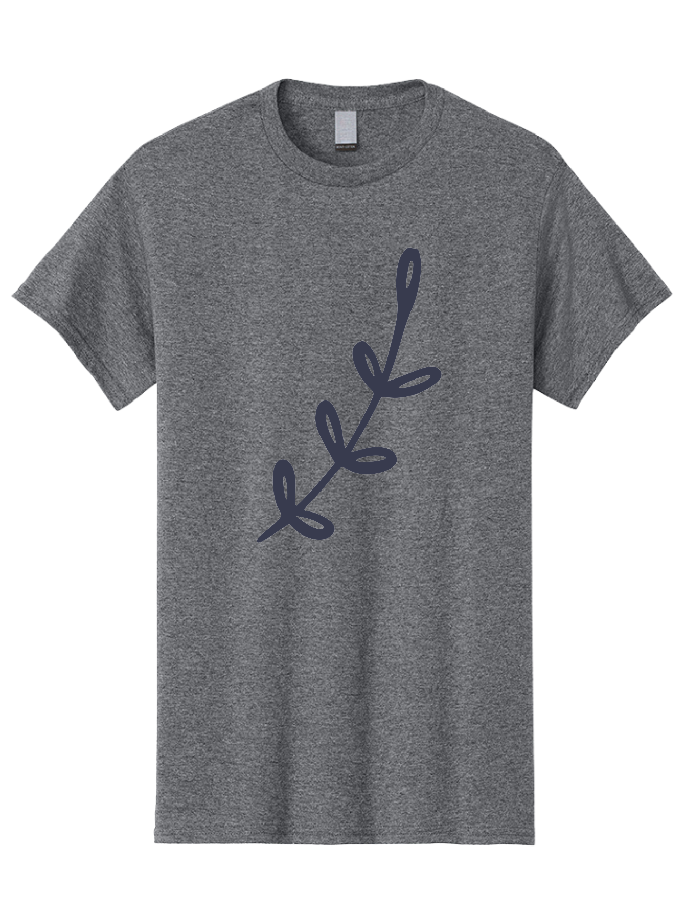 Three-Leaf-Stem Men'S Graphic Tee, 100% Cotton, Comfortable Casual Summer Wear, Machine Washable, Simple Drawing, Minimalistic Art, Abstract Design, Oval Shapes, Leafy Stem, Dark Gray Lines, Modern Illustration, Stylized Plant Aac126