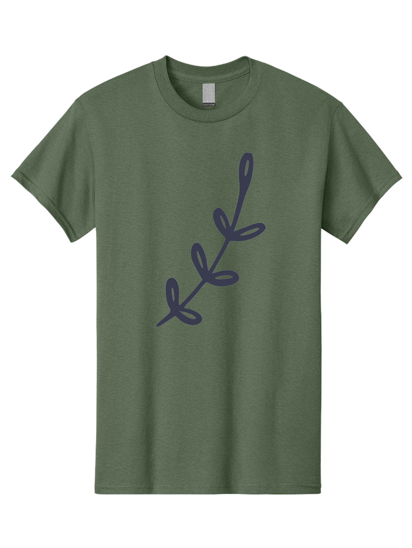 Three-Leaf-Stem Men'S Graphic Tee, 100% Cotton, Comfortable Casual Summer Wear, Machine Washable, Simple Drawing, Minimalistic Art, Abstract Design, Oval Shapes, Leafy Stem, Dark Gray Lines, Modern Illustration, Stylized Plant Aac126
