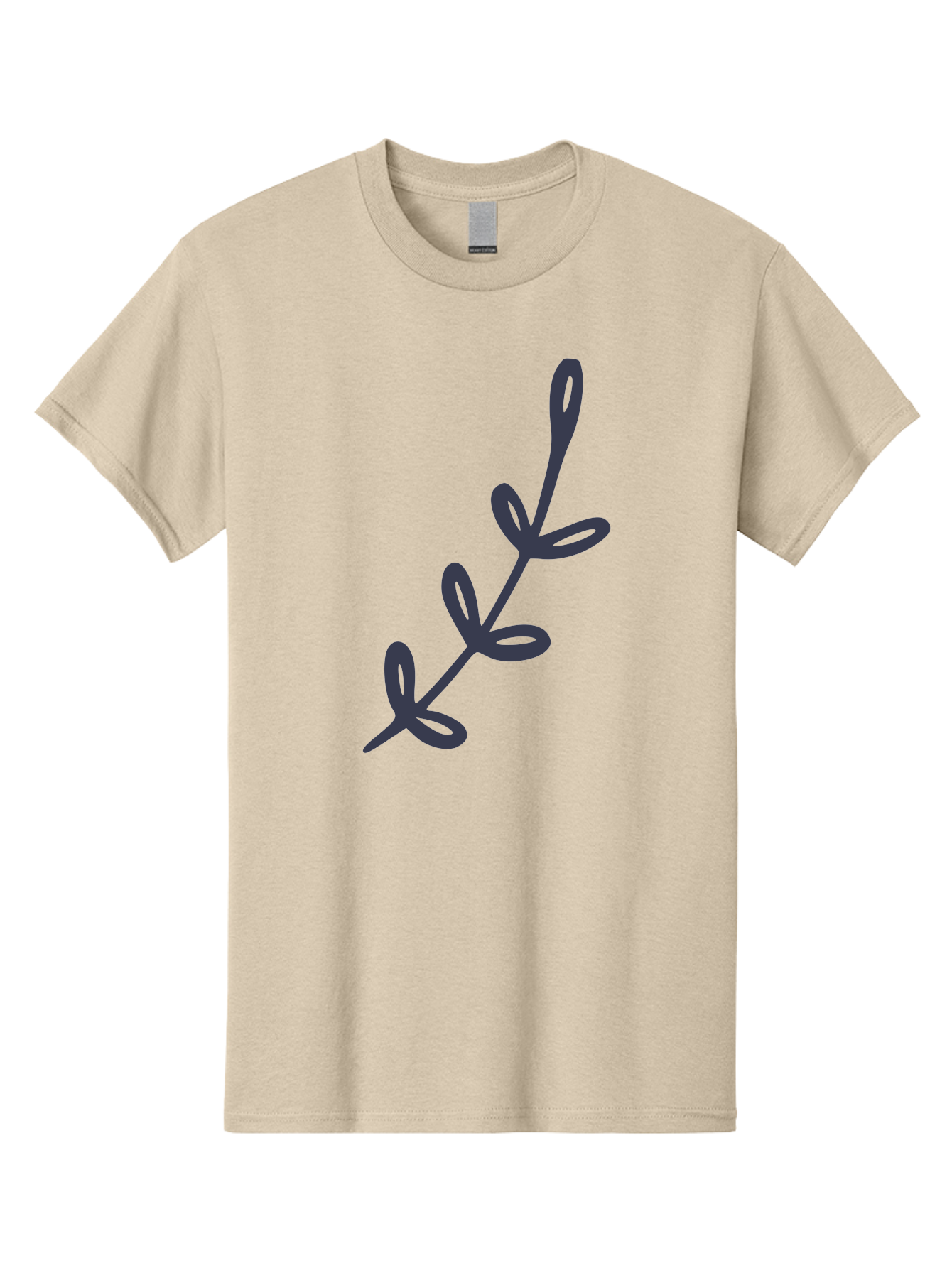 Three-Leaf-Stem Men'S Graphic Tee, 100% Cotton, Comfortable Casual Summer Wear, Machine Washable, Simple Drawing, Minimalistic Art, Abstract Design, Oval Shapes, Leafy Stem, Dark Gray Lines, Modern Illustration, Stylized Plant Aac126