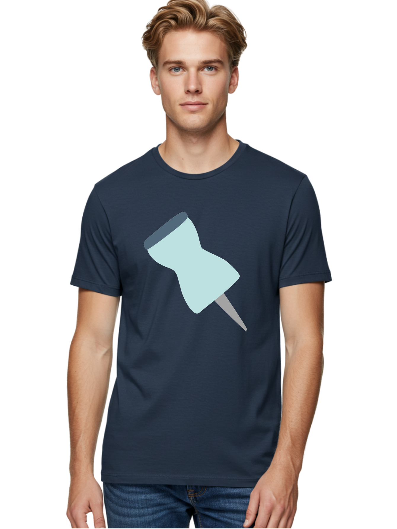 Thumbtack-1 Men'S Graphic Tee, 100% Cotton, Comfortable Casual Summer Wear, Machine Washable, Thumbtack, Push Pin, Office Supplies, Stationery, Pin, Tack, Drawing Pin, Office Accessory, Desktop Item, Organizational Tool Aac127