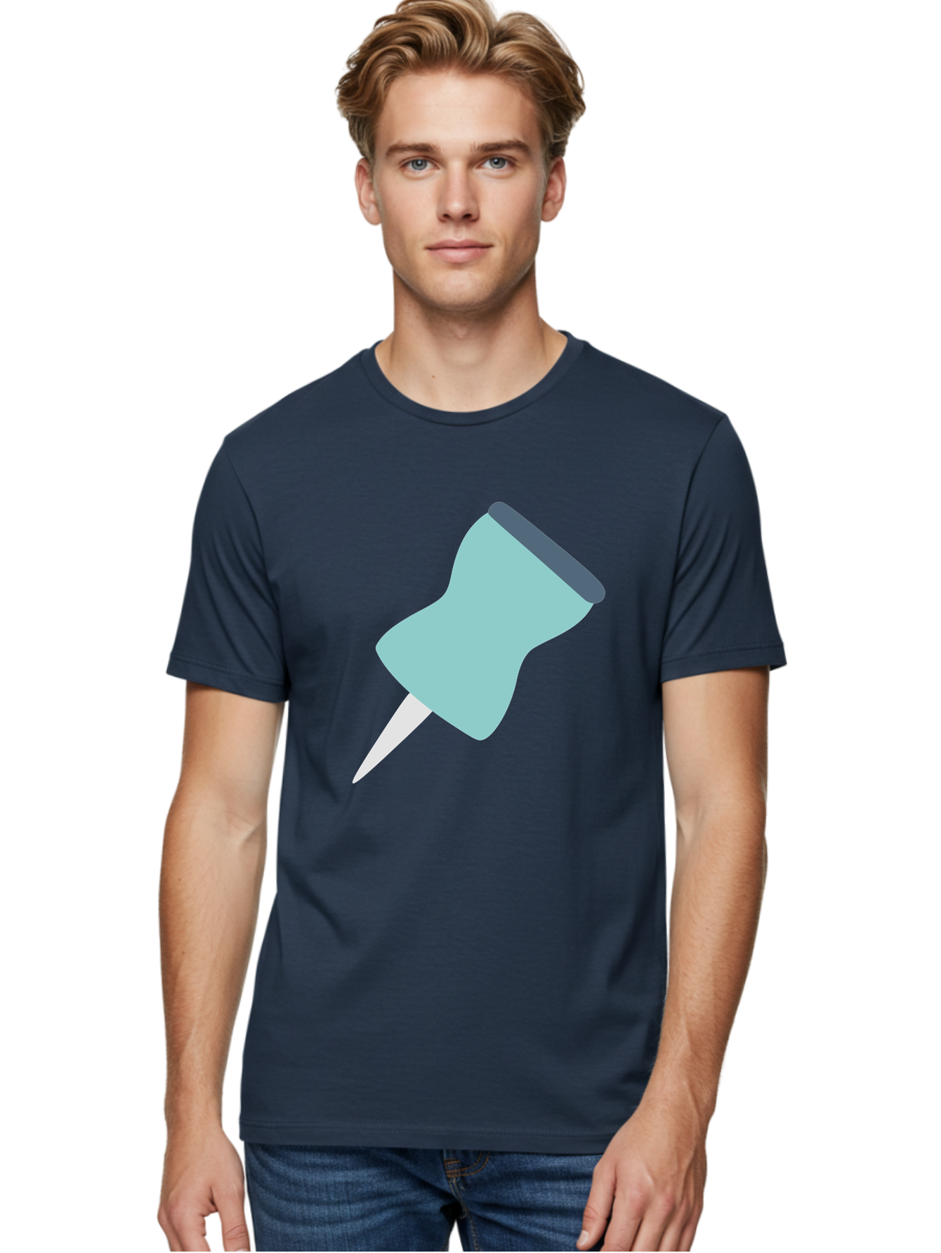 Thumbtack Men'S Graphic Tee, 100% Cotton, Comfortable Casual Summer Wear, Machine Washable, Thumbtack, Office Supplies, Stationary, Office Organization, Desk Accessories, Push Pin, Colorful Design, Modern Illustration Aac128