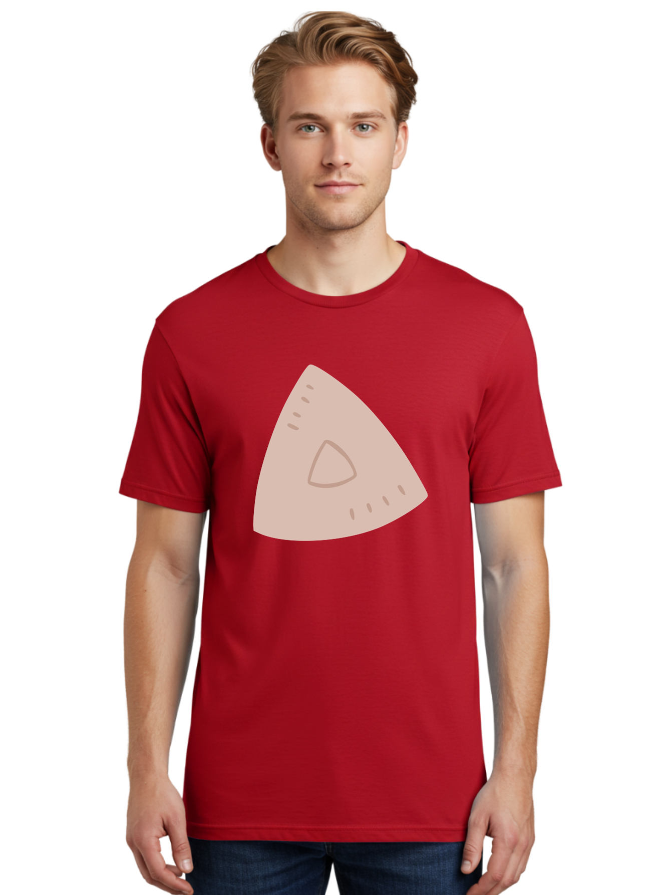 Triangle Men'S Graphic Tee, 100% Cotton, Comfortable Casual Summer Wear, Machine Washable, Tricorn Hat, Pirate Hat, Historical Fashion, 18Th Century Style, Cartoon Illustration, Minimalist Design, Simple Shapes, Muted Colors, Vintage Accessory Aac129
