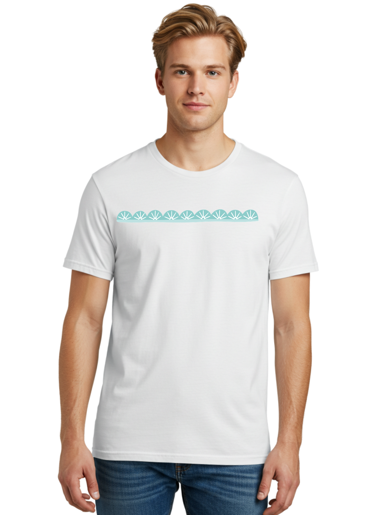 Umbrellas Men'S Graphic Tee, 100% Cotton, Comfortable Casual Summer Wear, Machine Washable, White Seashells, Shell Pattern, Ocean-Inspired Design, Coastal Decor, Beachy Vibe, Simple Illustration, Graphic Element Aac132