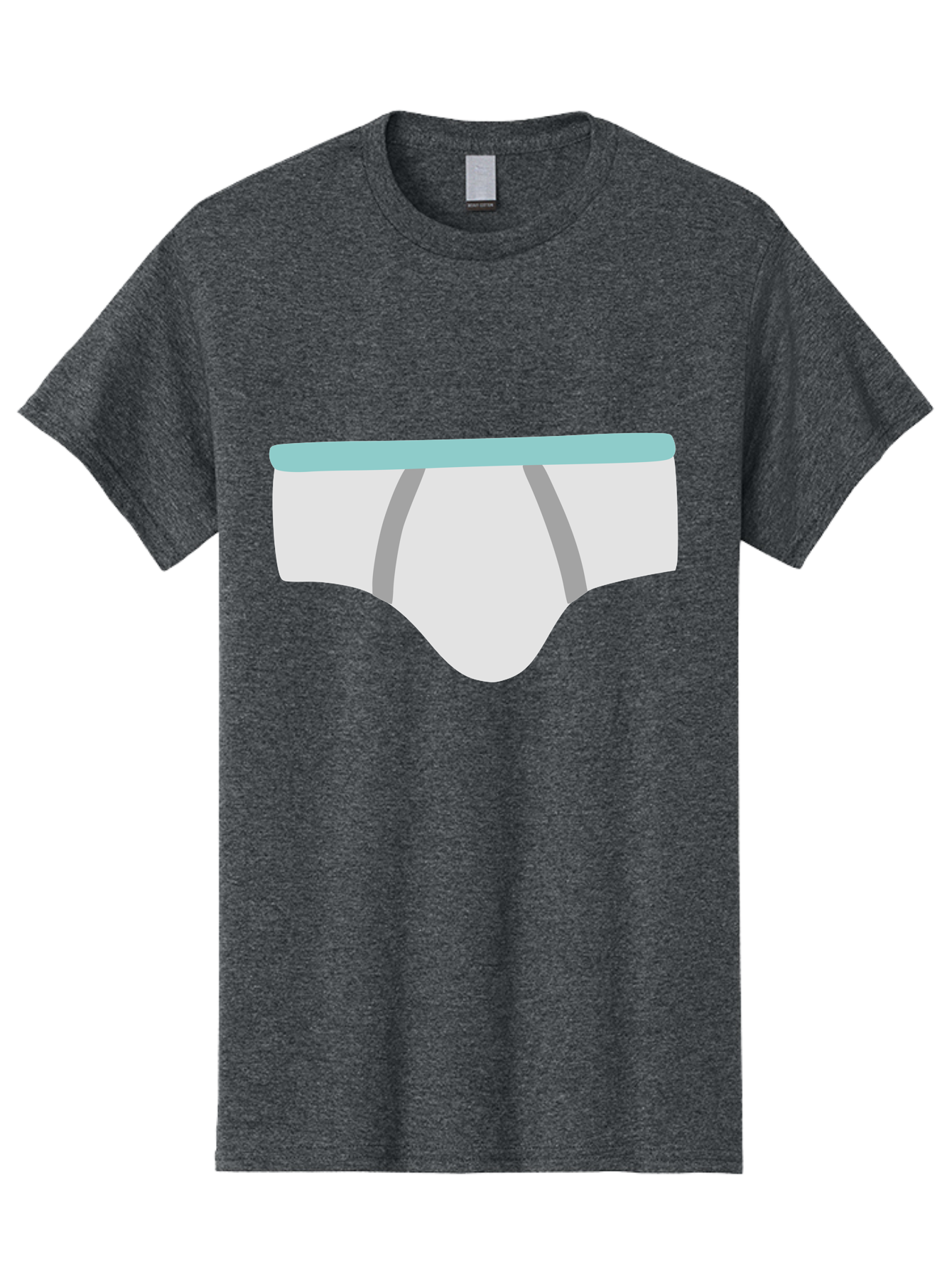 White-Underwear Men'S Graphic Tee, 100% Cotton, Comfortable Casual Summer Wear, Machine Washable, Men'S Briefs, White Underwear, Gray Stripes, Light Blue Waistband, Comfortable Undergarments, Minimalist Design, Simple Illustration Aac138