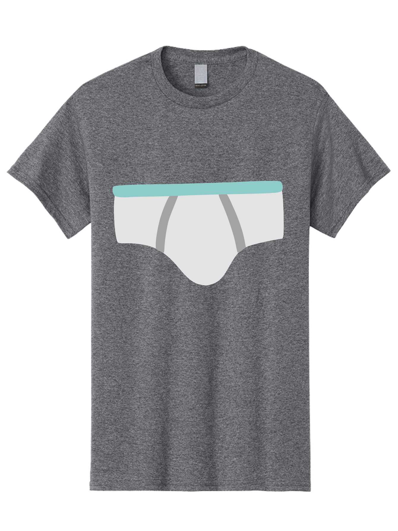 White-Underwear Men'S Graphic Tee, 100% Cotton, Comfortable Casual Summer Wear, Machine Washable, Men'S Briefs, White Underwear, Gray Stripes, Light Blue Waistband, Comfortable Undergarments, Minimalist Design, Simple Illustration Aac138