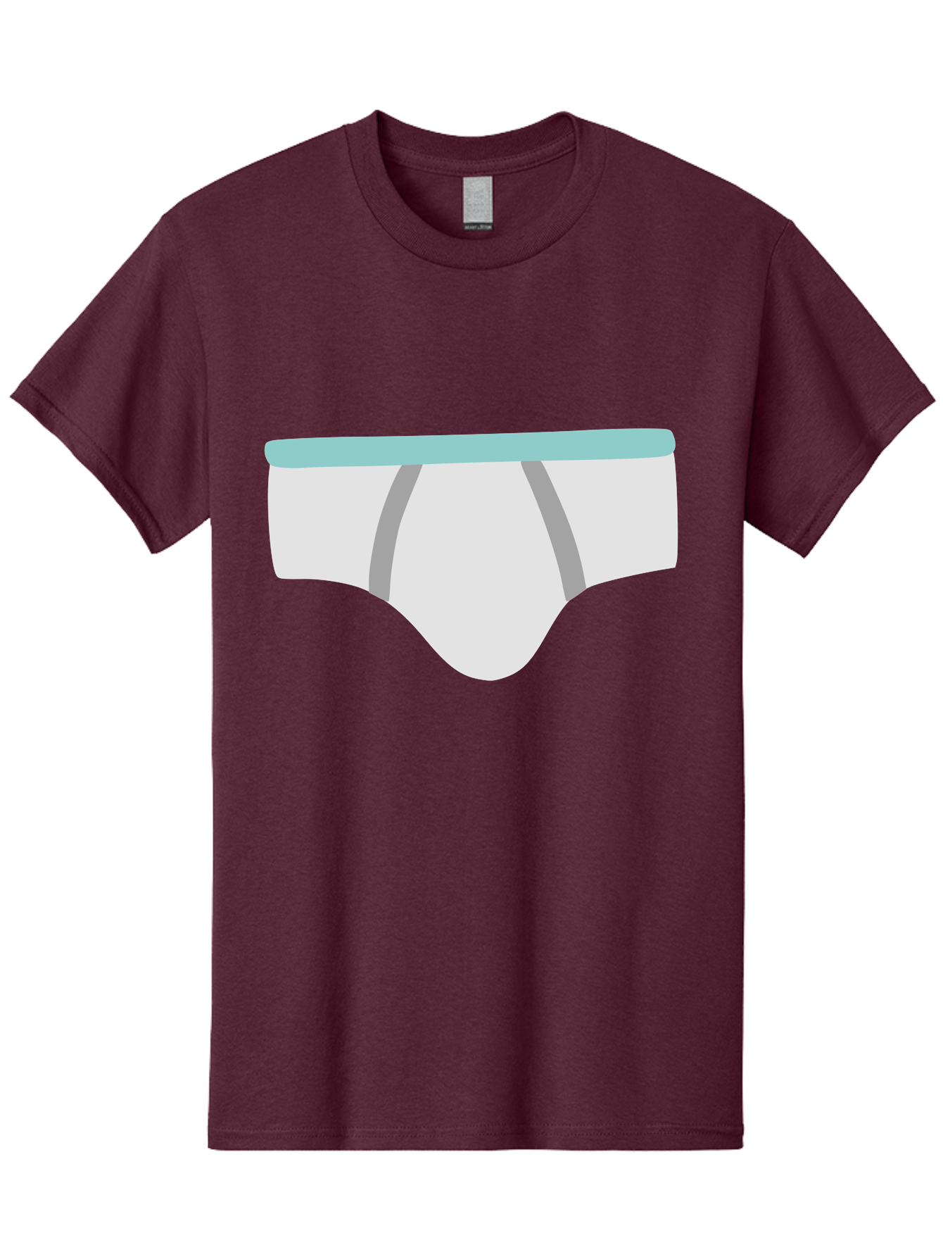 White-Underwear Men'S Graphic Tee, 100% Cotton, Comfortable Casual Summer Wear, Machine Washable, Men'S Briefs, White Underwear, Gray Stripes, Light Blue Waistband, Comfortable Undergarments, Minimalist Design, Simple Illustration Aac138