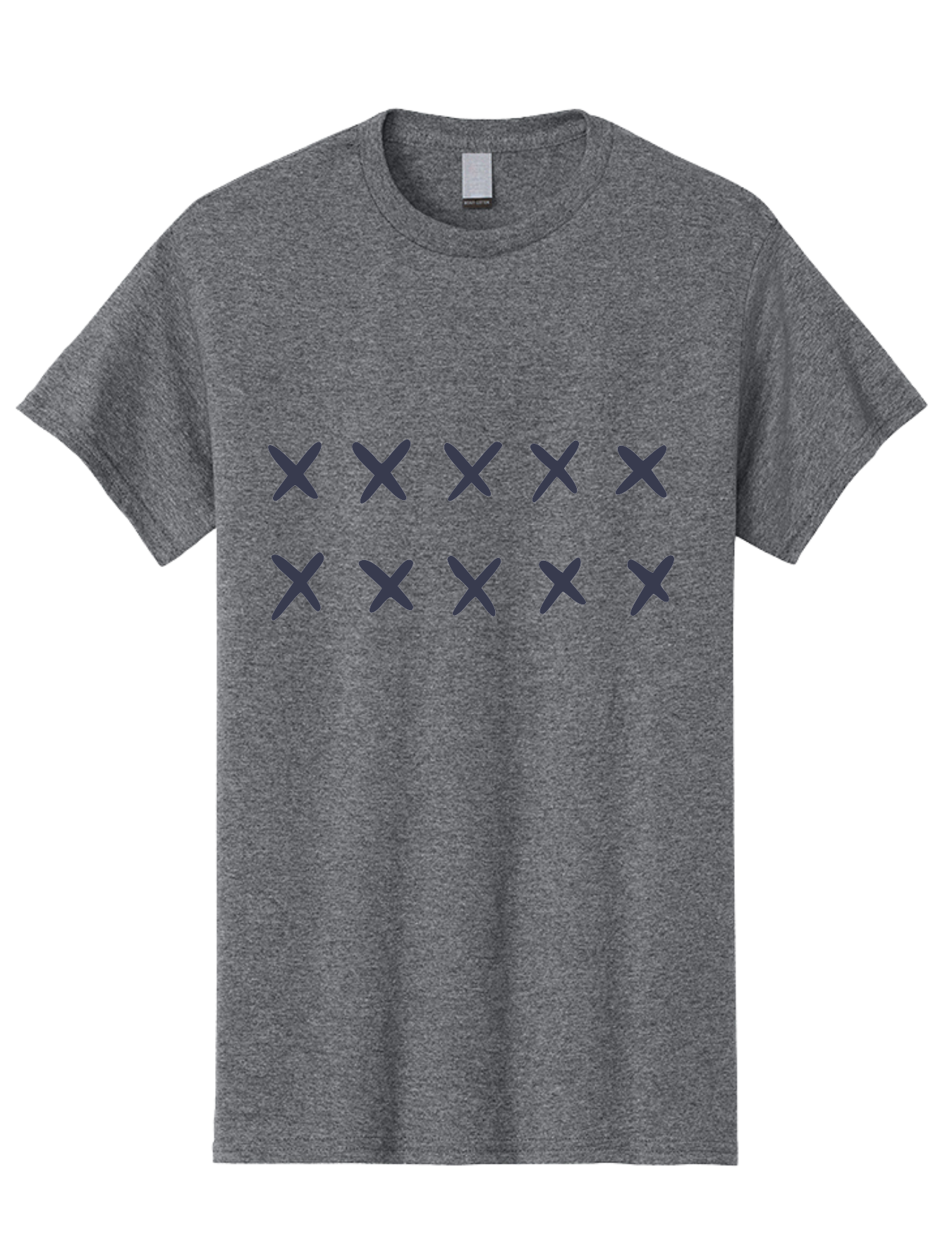 X-Marks Men'S Graphic Tee, 100% Cotton, Comfortable Casual Summer Wear, Machine Washable, Gray X Marks, Multiple X Symbols, Repetitive Pattern, Dark Gray Crosses, Identical Marks, Row Of X'S, Simple Design Elements, Symmetrical Arrangement Aac143