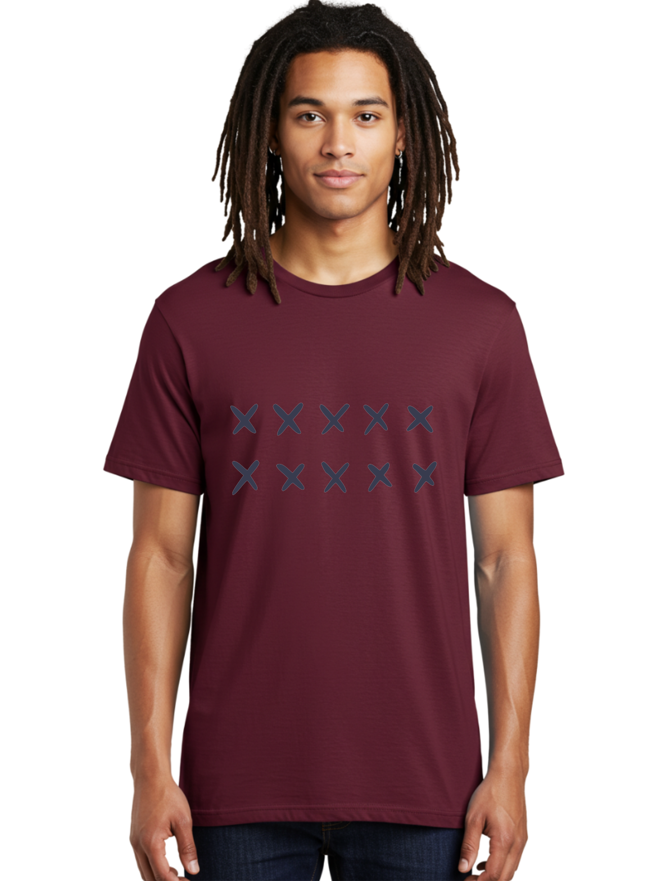 X-Marks Men'S Graphic Tee, 100% Cotton, Comfortable Casual Summer Wear, Machine Washable, Gray X Marks, Multiple X Symbols, Repetitive Pattern, Dark Gray Crosses, Identical Marks, Row Of X'S, Simple Design Elements, Symmetrical Arrangement Aac143