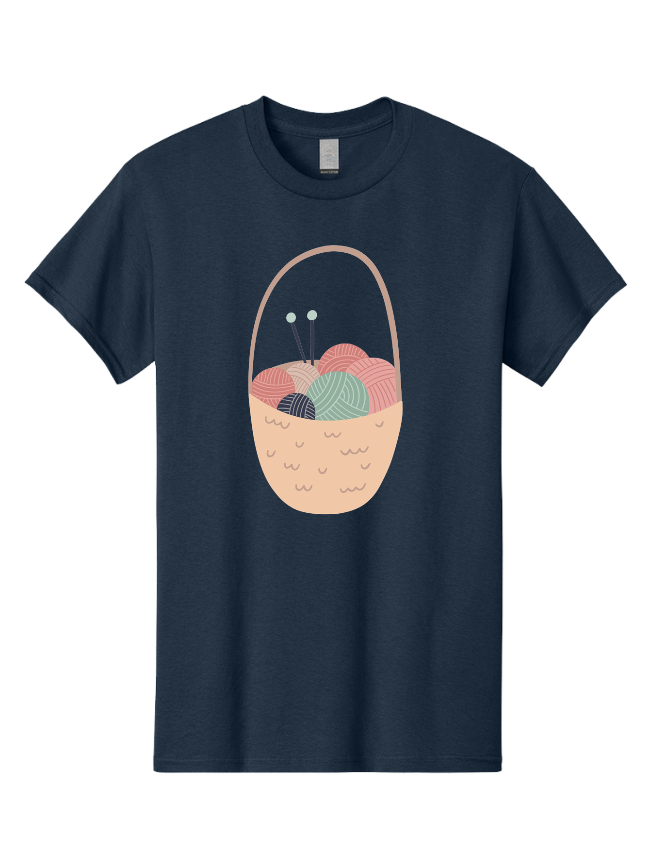 Yarn-Basket Men'S Graphic Tee, 100% Cotton, Comfortable Casual Summer Wear, Machine Washable, Yarn Balls, Knitting Needles, Knitting Basket, Pastel Colors, Hobby Supplies, Crafting Tools, Diy Accessories, Handmade Materials Aac146