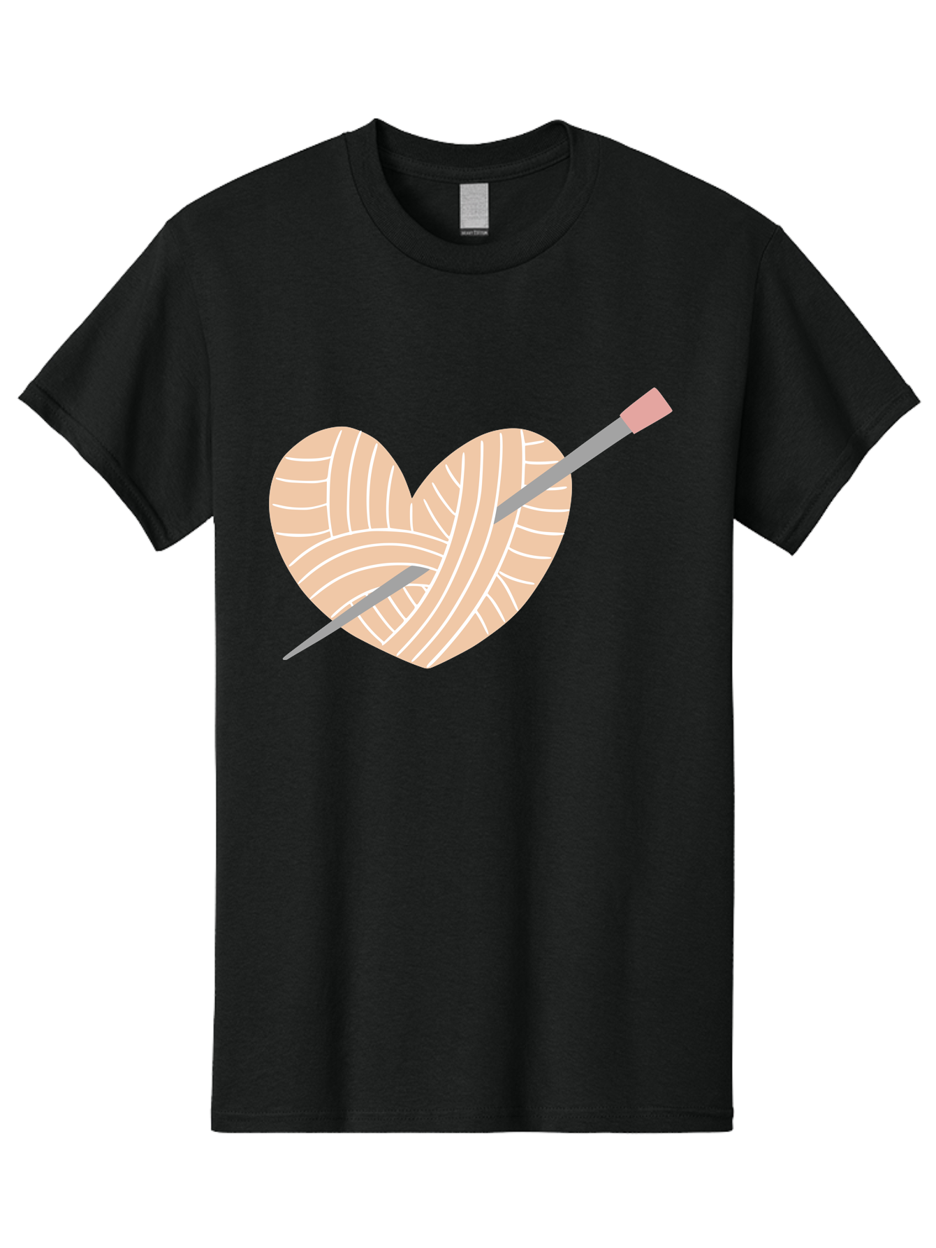 Yarn-Heart-Knitting-Needles Men'S Graphic Tee, 100% Cotton, Comfortable Casual Summer Wear, Machine Washable, Heart Shaped Yarn, Knitting Needles, Crochet, Handmade, Pink Yarn, Crafting, Hobby, Fiber Art, Knitting, Diy Aac147