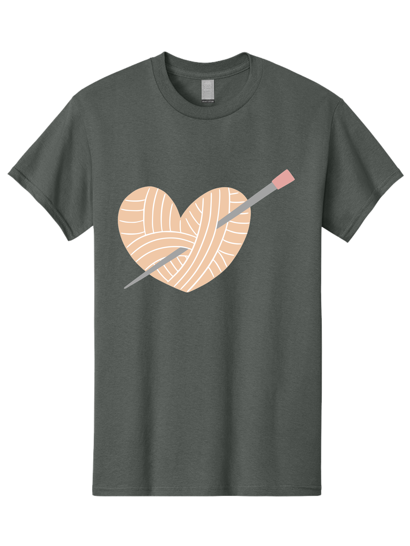 Yarn-Heart-Knitting-Needles Men'S Graphic Tee, 100% Cotton, Comfortable Casual Summer Wear, Machine Washable, Heart Shaped Yarn, Knitting Needles, Crochet, Handmade, Pink Yarn, Crafting, Hobby, Fiber Art, Knitting, Diy Aac147