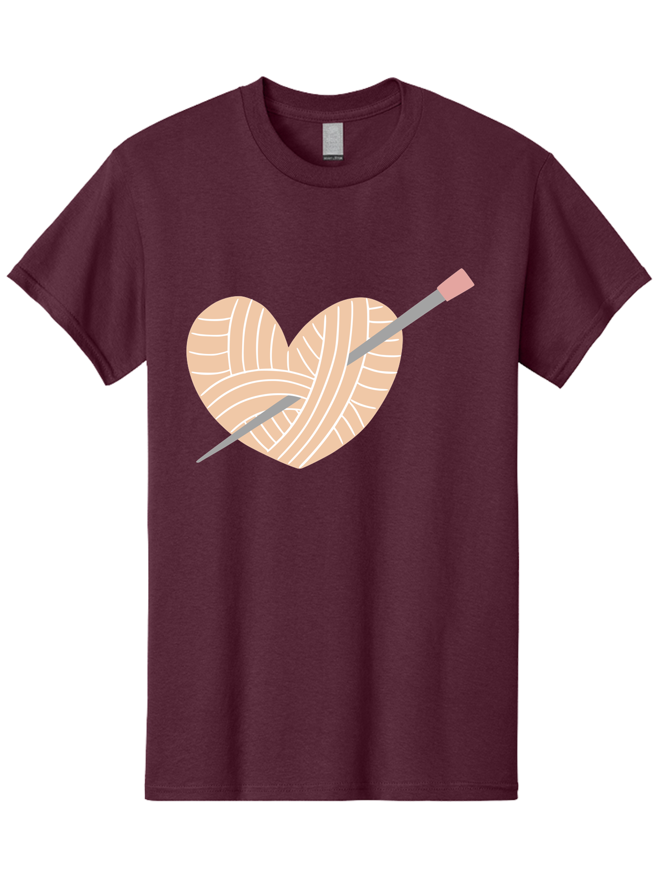 Yarn-Heart-Knitting-Needles Men'S Graphic Tee, 100% Cotton, Comfortable Casual Summer Wear, Machine Washable, Heart Shaped Yarn, Knitting Needles, Crochet, Handmade, Pink Yarn, Crafting, Hobby, Fiber Art, Knitting, Diy Aac147