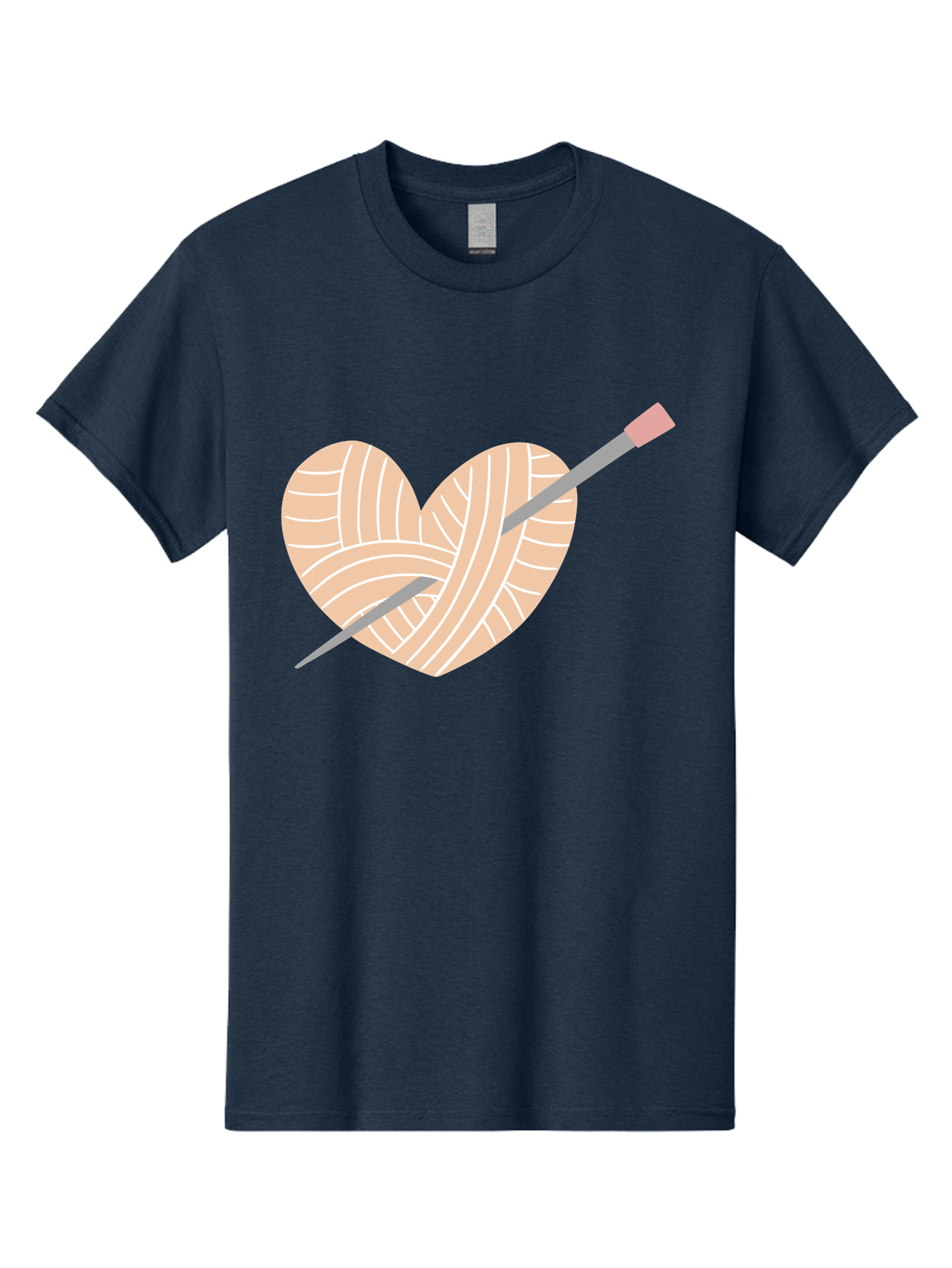 Yarn-Heart-Knitting-Needles Men'S Graphic Tee, 100% Cotton, Comfortable Casual Summer Wear, Machine Washable, Heart Shaped Yarn, Knitting Needles, Crochet, Handmade, Pink Yarn, Crafting, Hobby, Fiber Art, Knitting, Diy Aac147