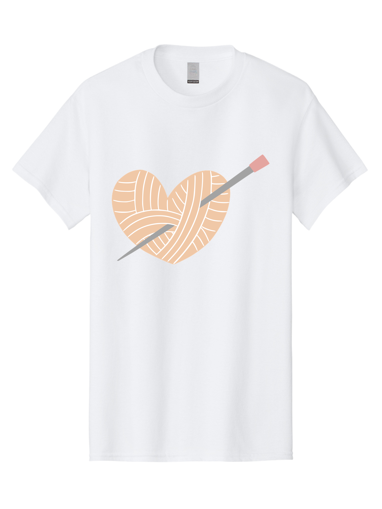 Yarn-Heart-Knitting-Needles Men'S Graphic Tee, 100% Cotton, Comfortable Casual Summer Wear, Machine Washable, Heart Shaped Yarn, Knitting Needles, Crochet, Handmade, Pink Yarn, Crafting, Hobby, Fiber Art, Knitting, Diy Aac147