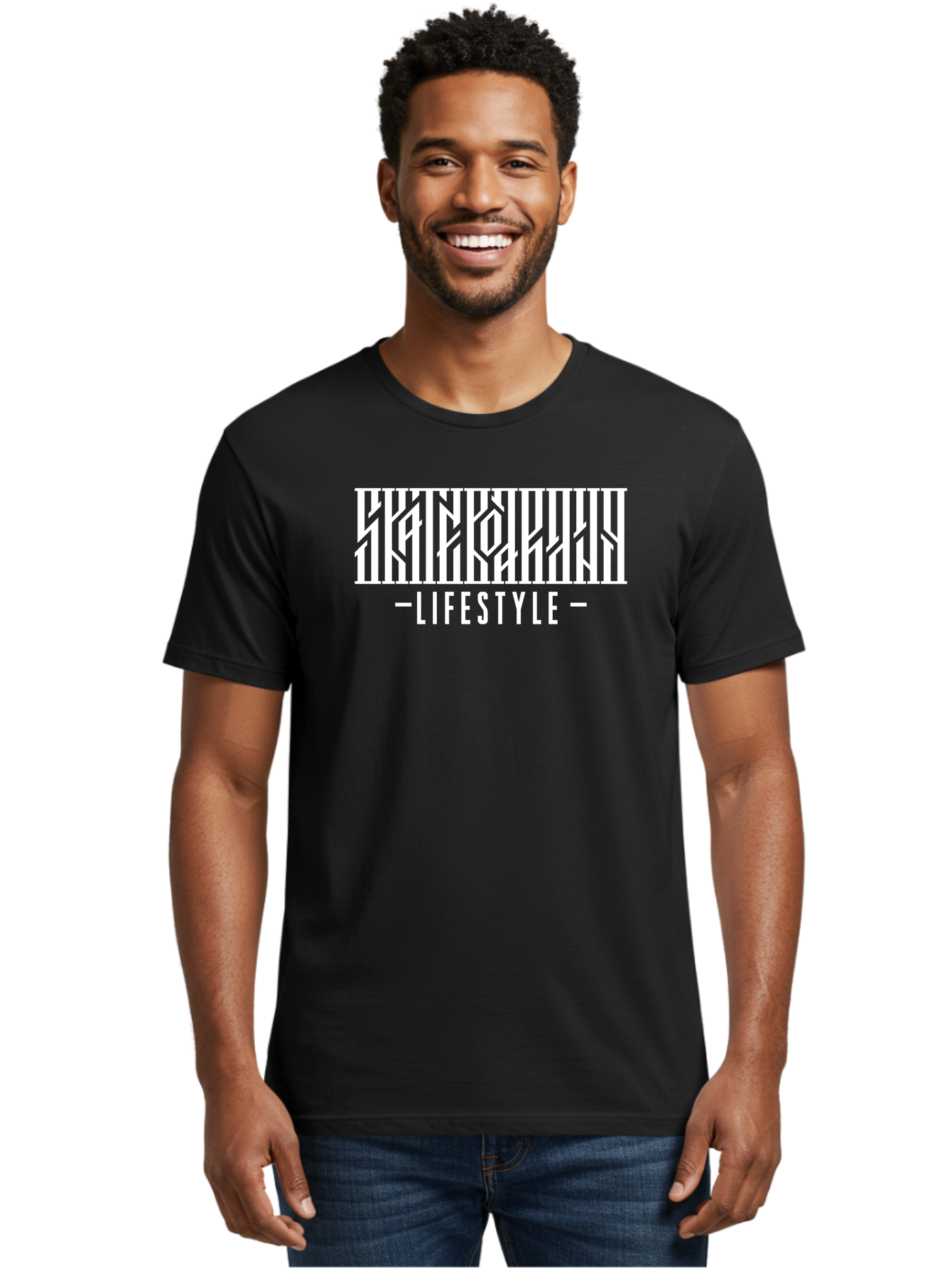 Lifestyle-1 Men'S Graphic Tee, 100% Cotton, Comfortable Casual Summer Wear, Machine Washable, Lifestyle Branding, White Typography, Modern Design, Geometric Patterns, Fashion Statement, Urban Style, Chic Aesthetics Aac151