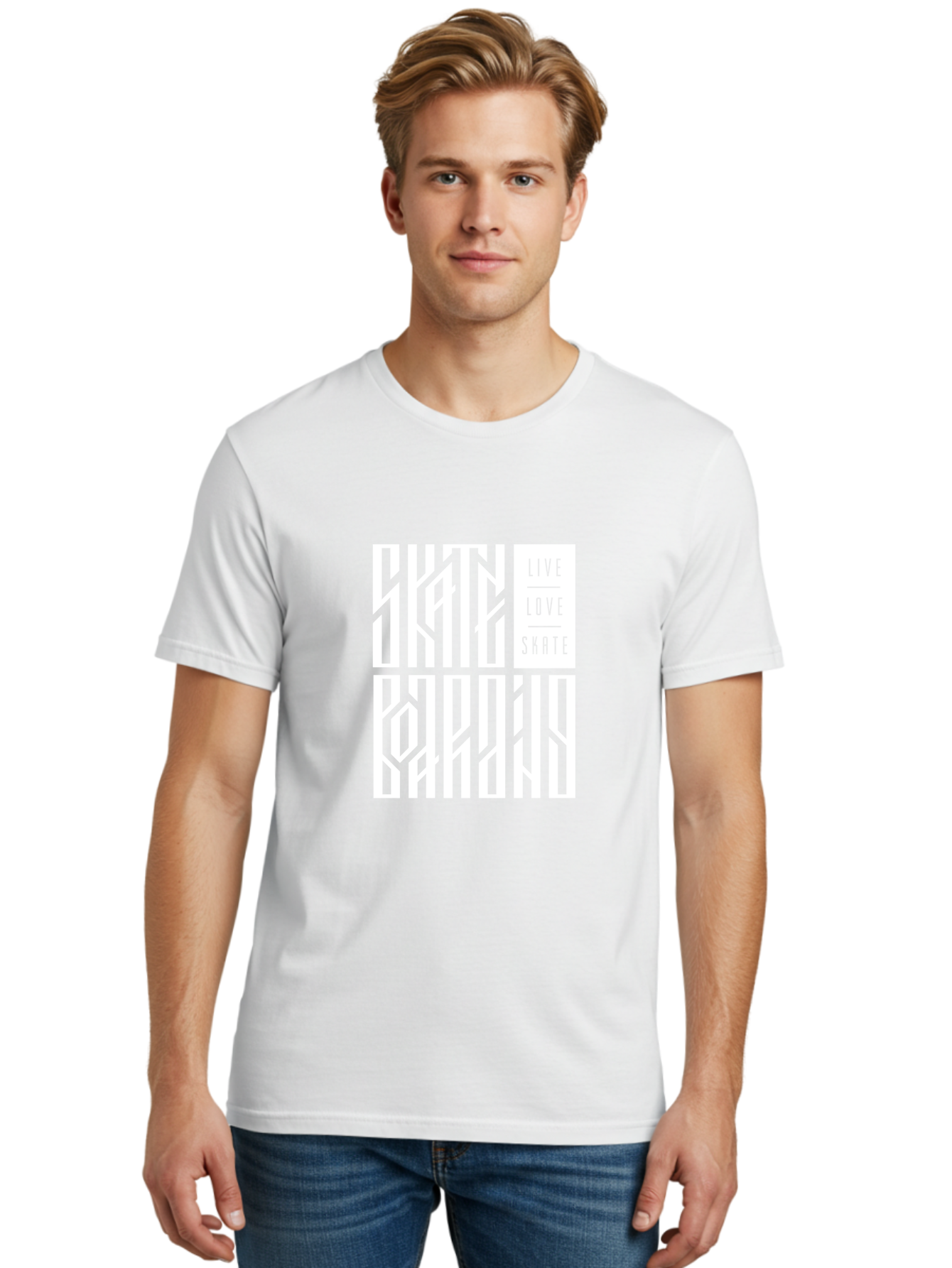 Live-Love-Skate-1 Men'S Graphic Tee, 100% Cotton, Comfortable Casual Summer Wear, Machine Washable, Skateboarding Culture, Action Sports, Extreme Sports, Skate Lifestyle, Streetwear Fashion, Urban Style, Skateboard Graphics, Skateboard Art Aac153